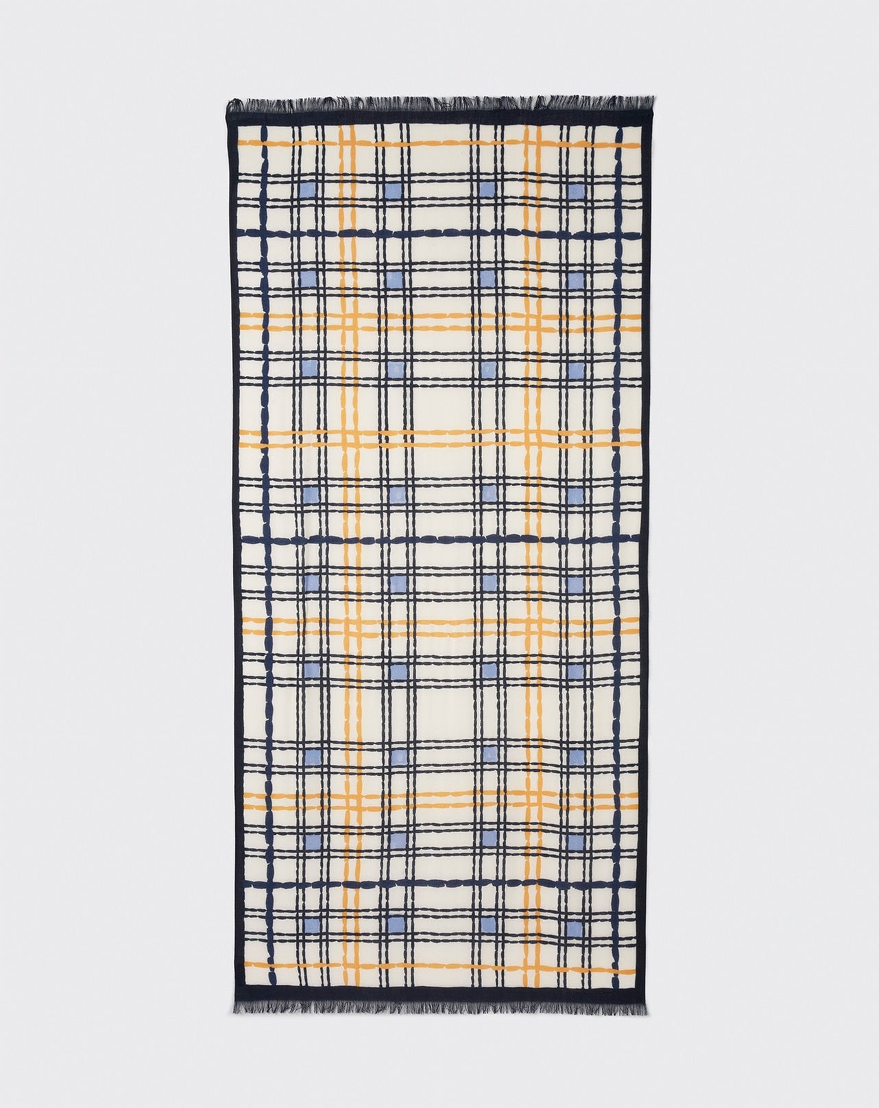 Étole imprimée tartan d'été-MARIGOLD-100% CACHEMIRE