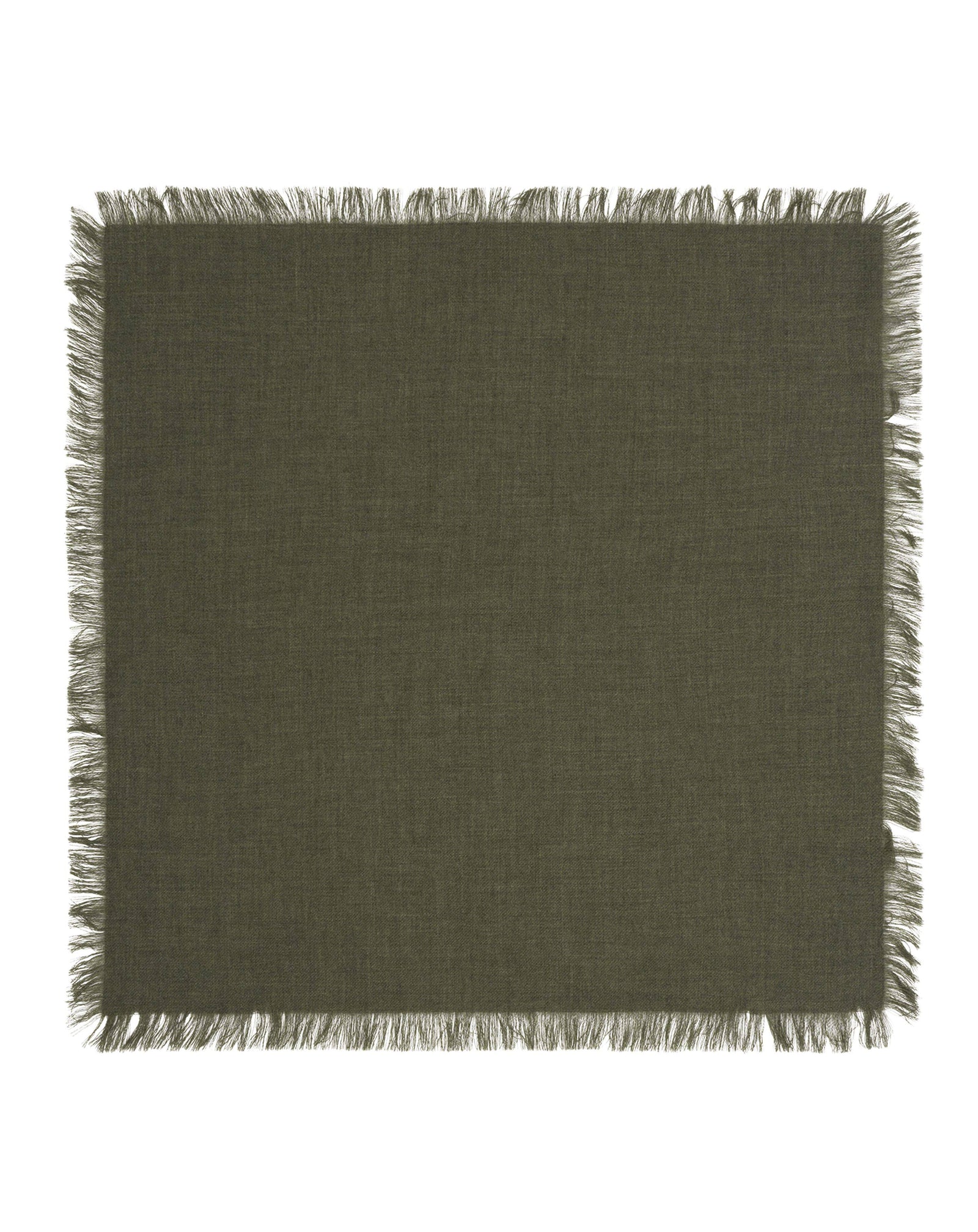 Mini carré à franges-KAKI OMBRE-100% cachemire