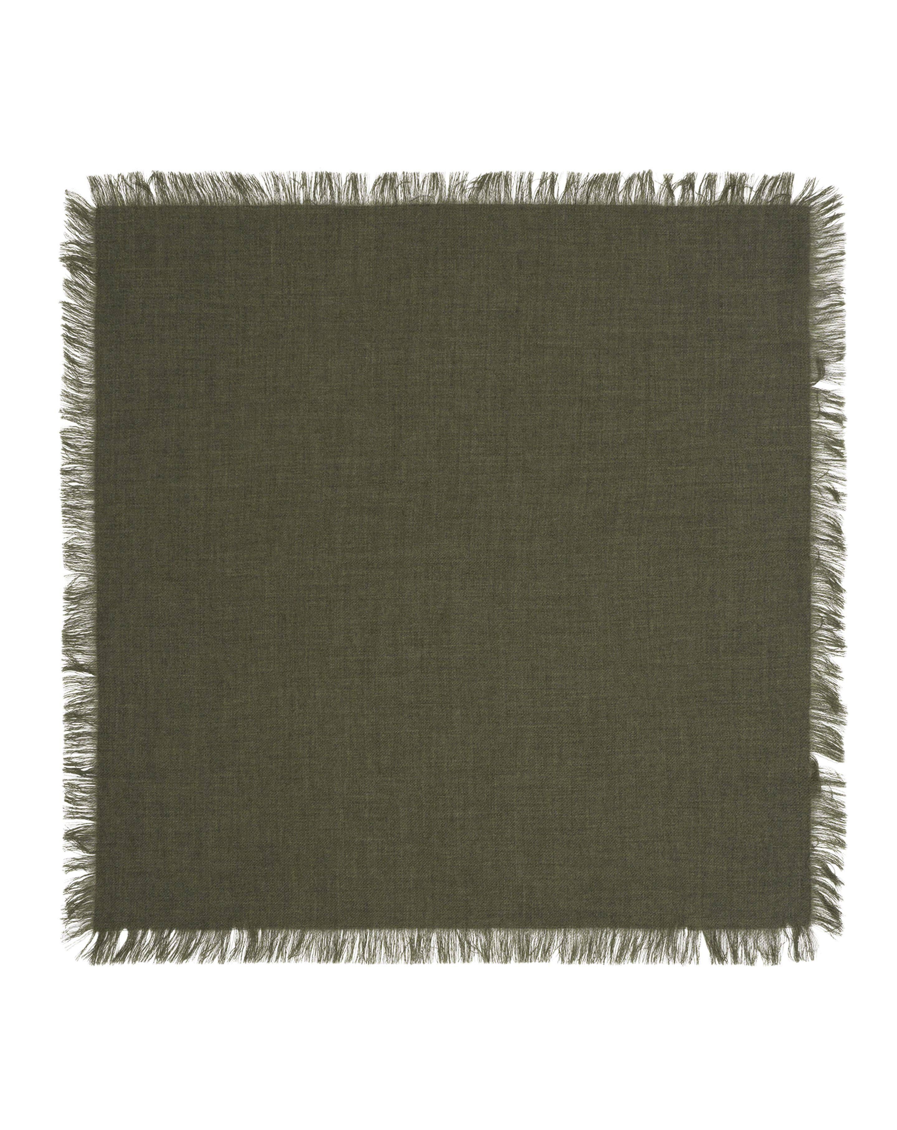 Mini carré à franges-KAKI OMBRE-100% cachemire