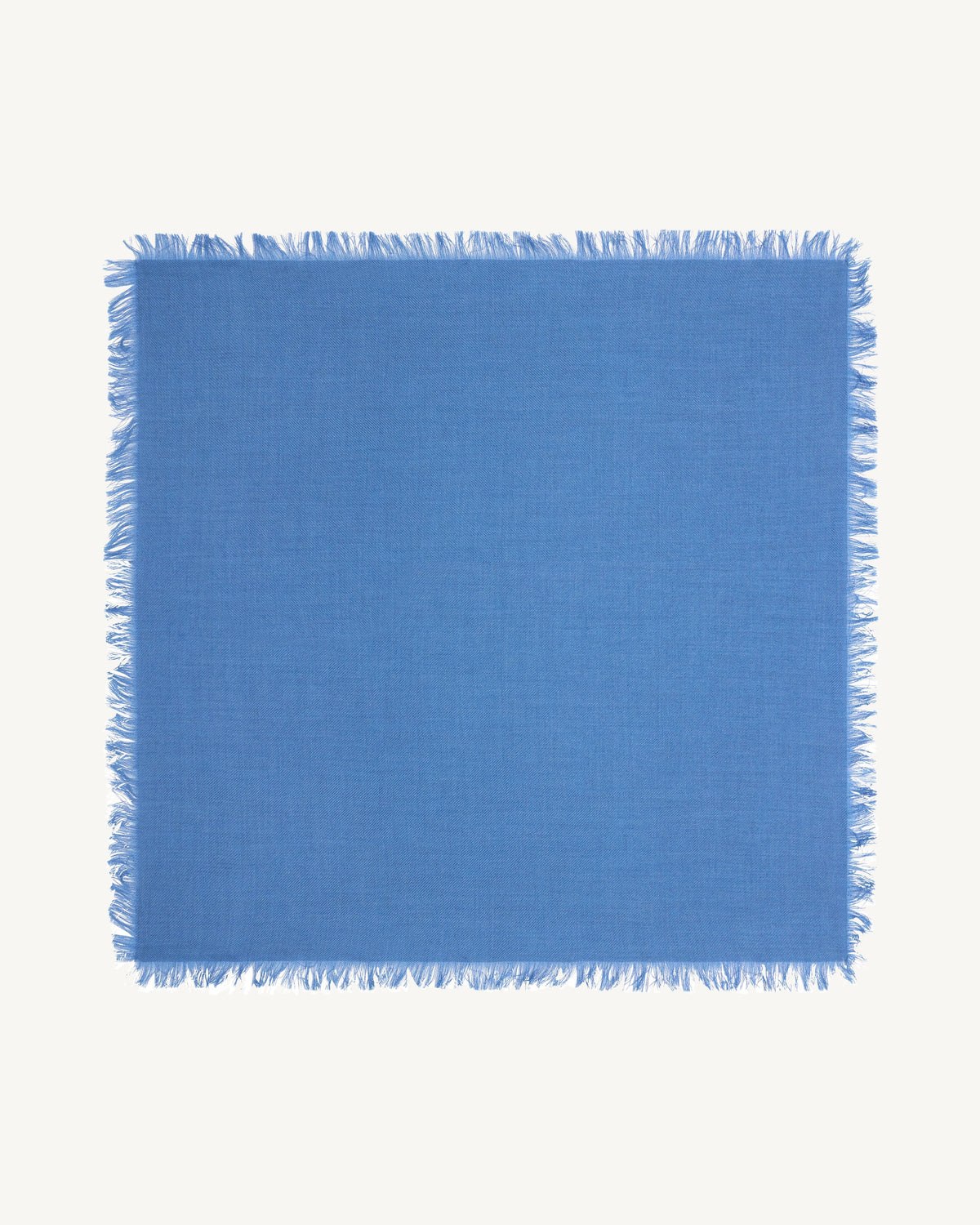Mini carré à franges-BLEU DE DELFT-100% cachemire