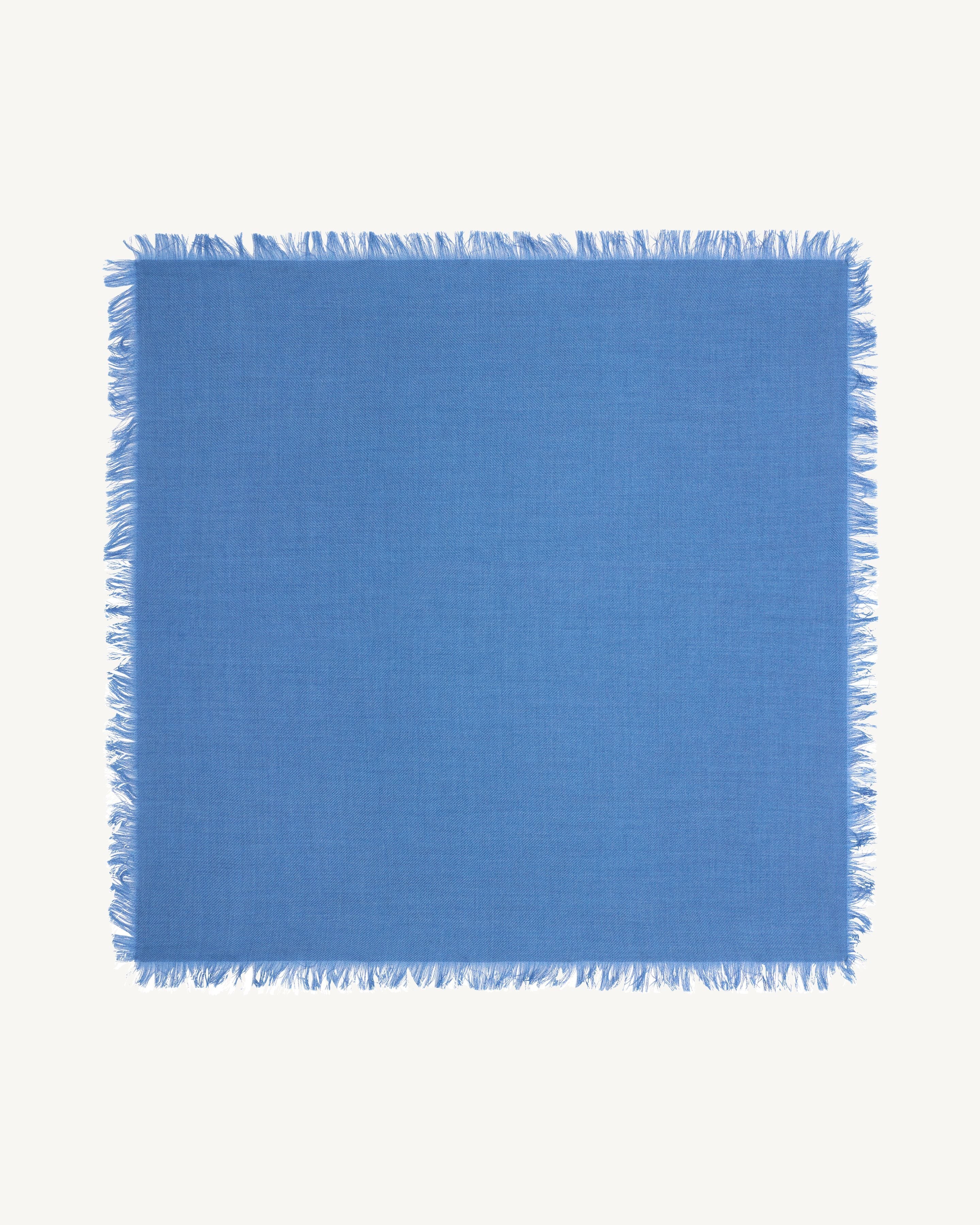 Mini carré à franges-BLEU DE DELFT-100% cachemire