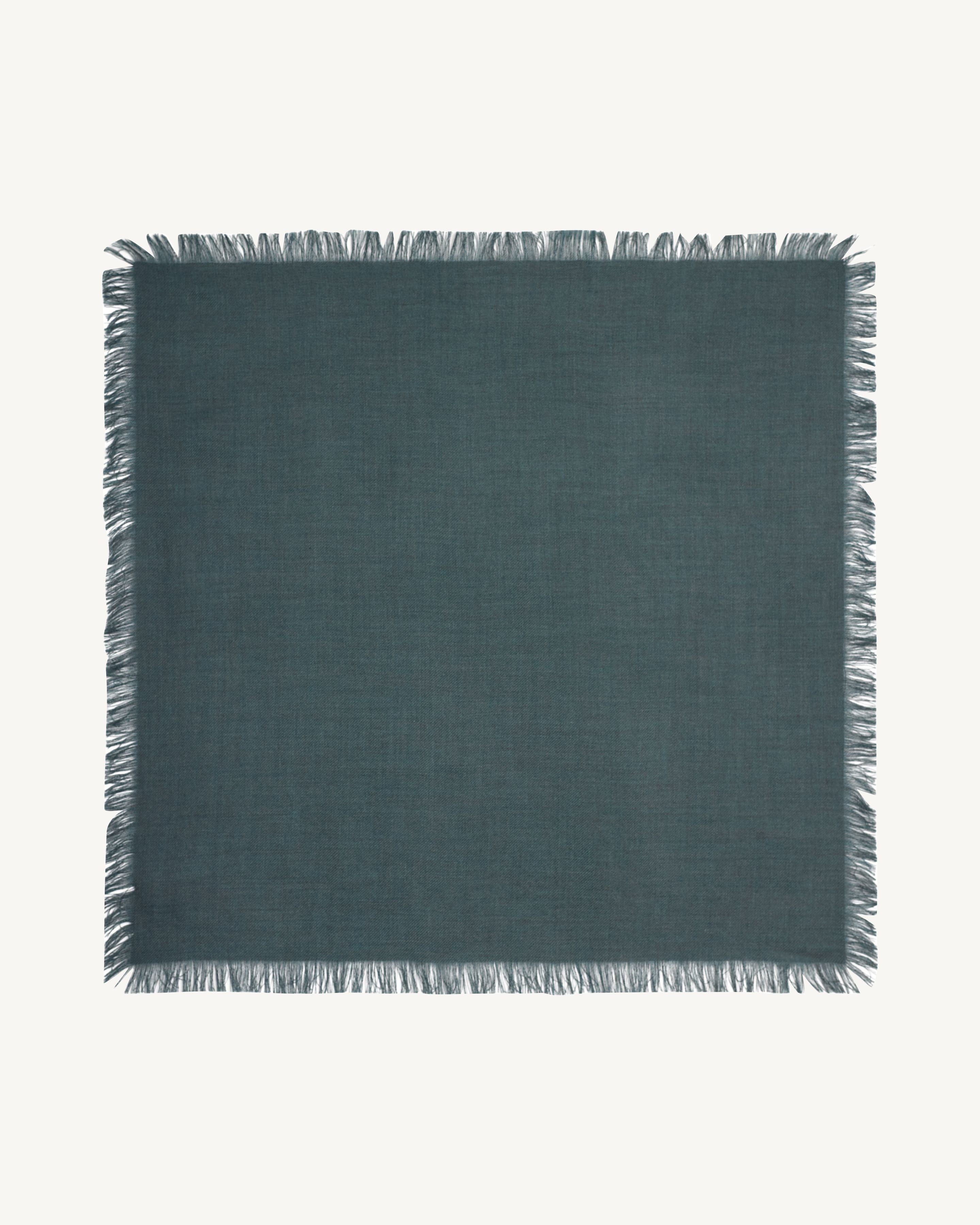 Mini carré à franges-BLEU GRANIT-100% cachemire