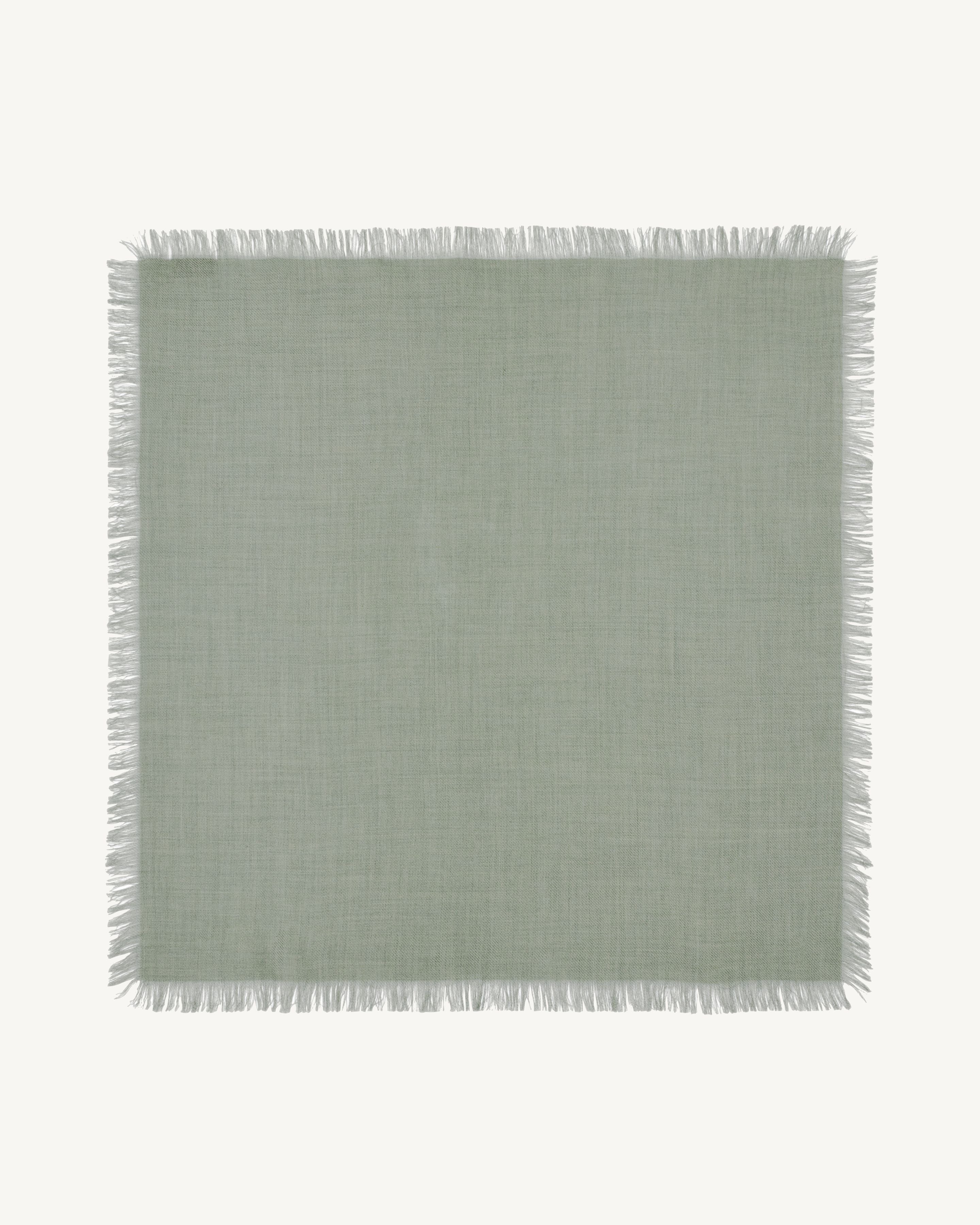 Mini carré à franges-VERT DE GRIS-100% cachemire