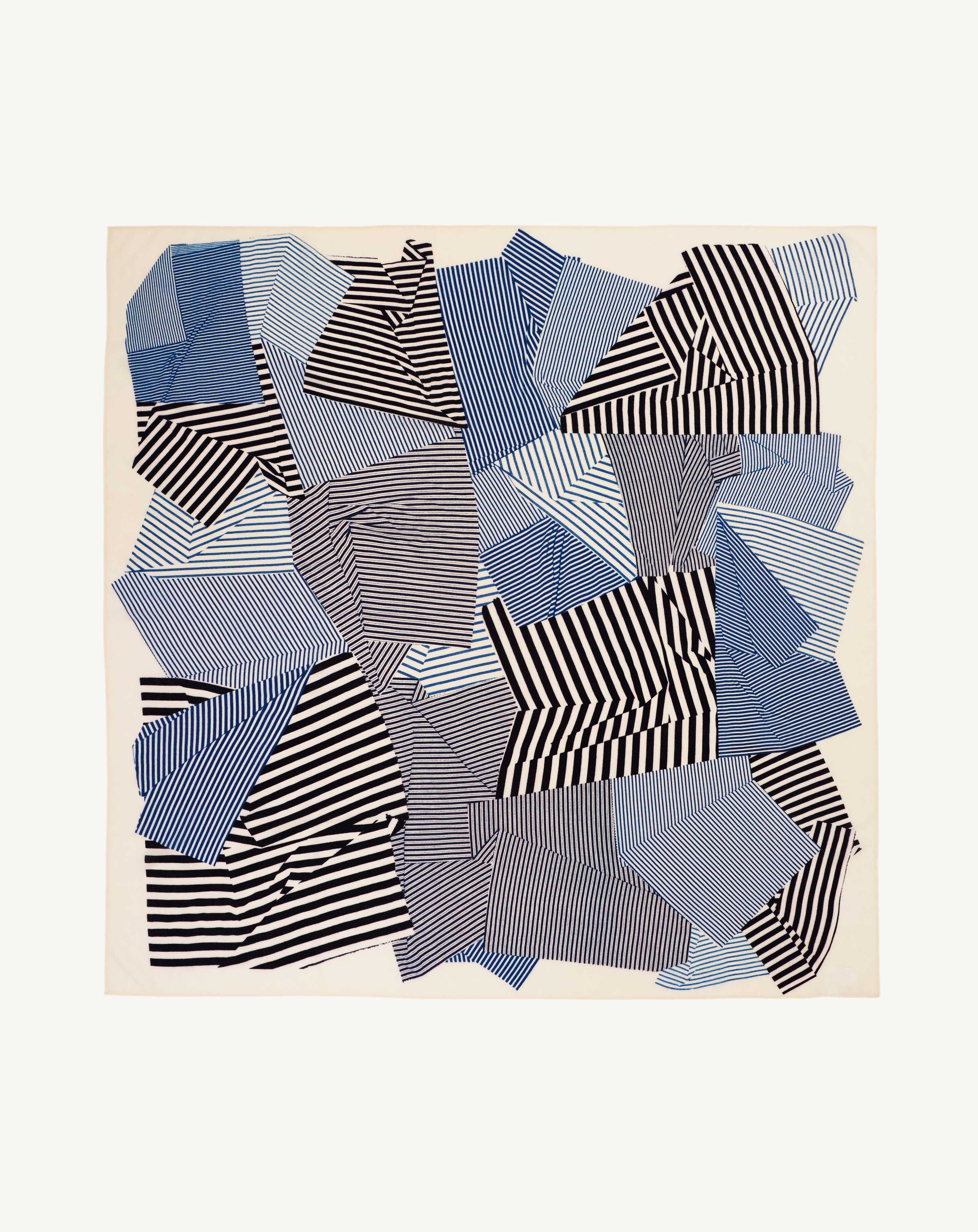 Carré imprimé-NATUREL/AMIRAL/MARINE-100% cachemire