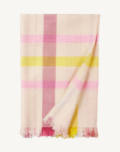 Etole Soieries du Mékong-ROSE INDIEN/JAUNE TENNIS-70% coton 30% soie