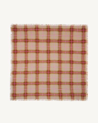Carré en twill imprimé-MACCHIATO/ROSE INDIEN-100% cachemire