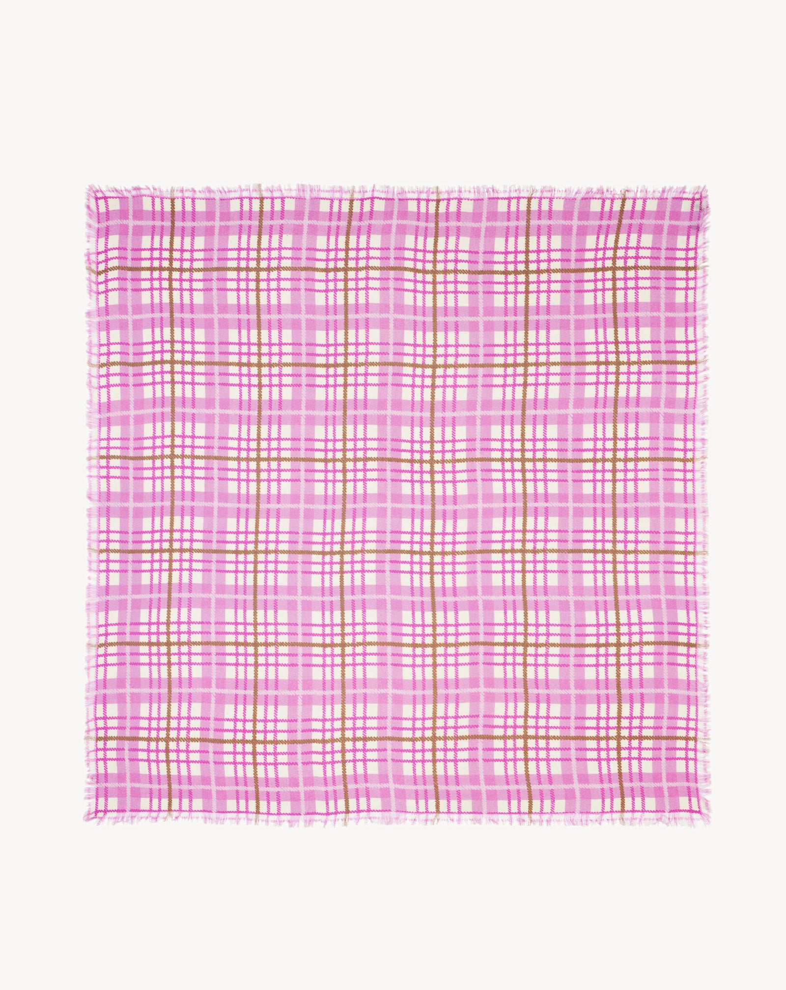 Carré en twill imprimé-ROSE INDIEN/CARAMEL-100% cachemire