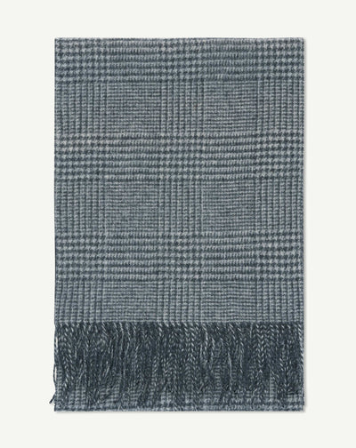 Echarpe Prince de Galles-KHOL/GRIS METEORITE-100% cachemire