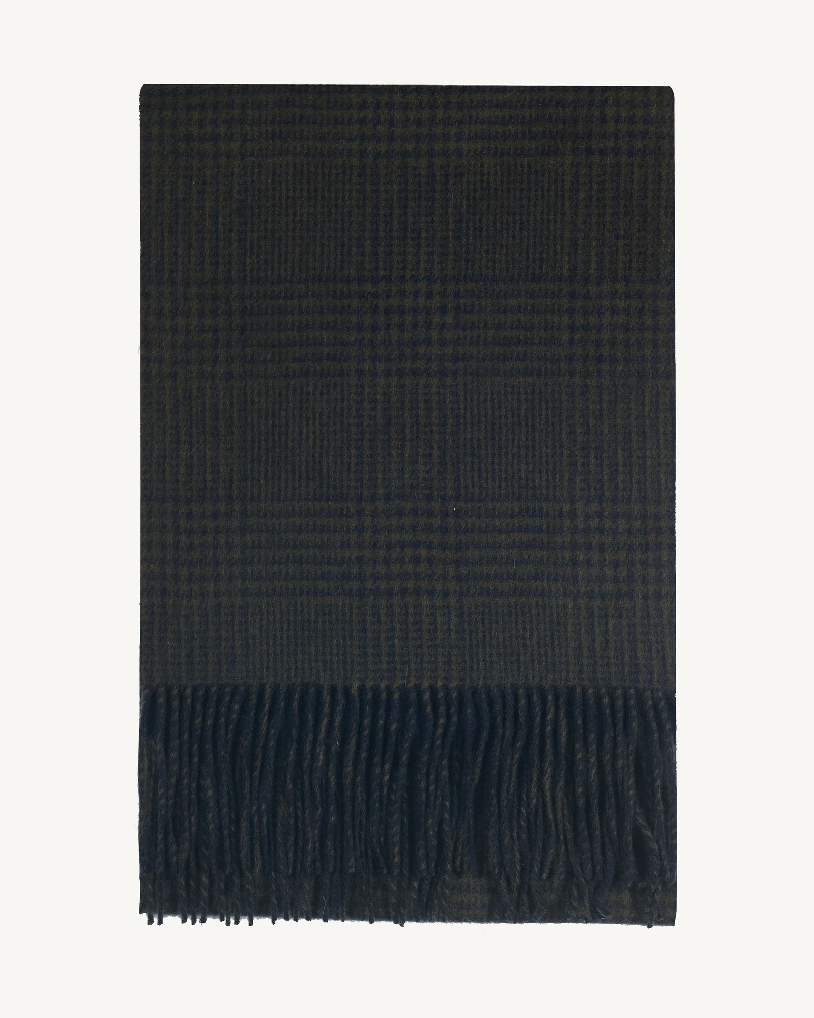 Echarpe Prince de Galles-MARINE/KAKI KOMBU-100% cachemire