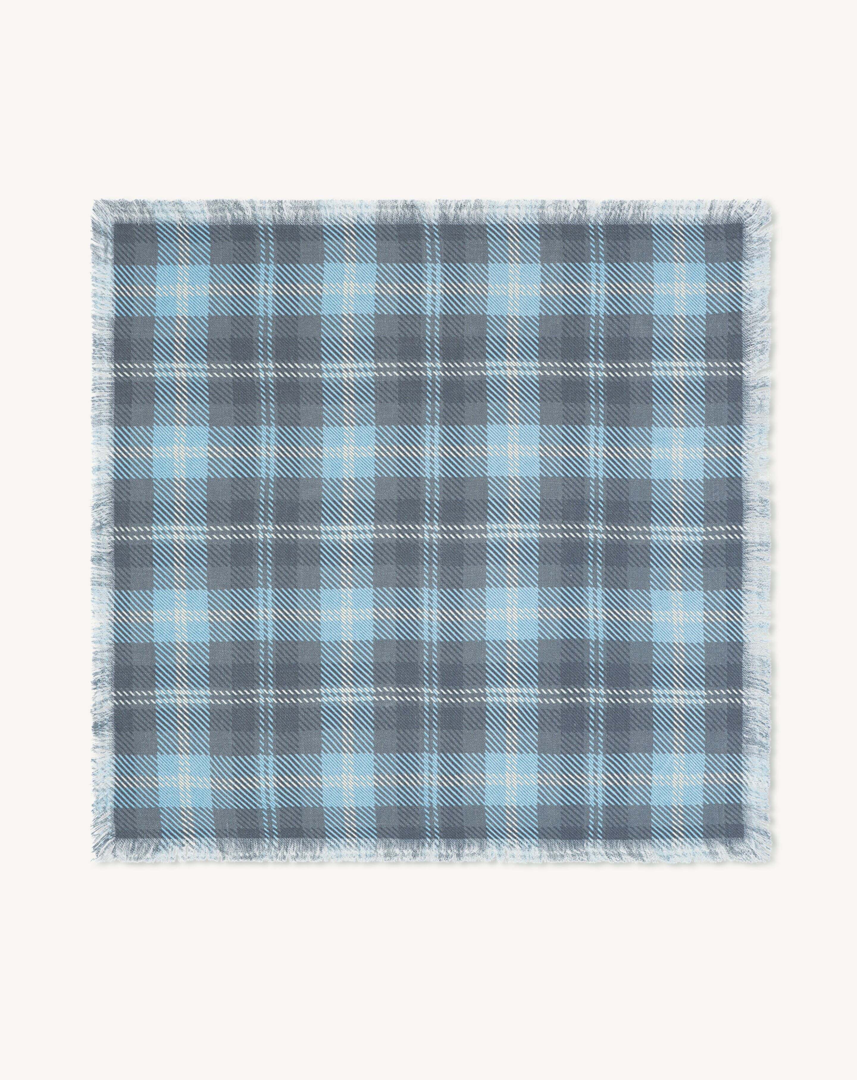 Mini carré twill imprimé-BLEU CONCORDE-100% cachemire