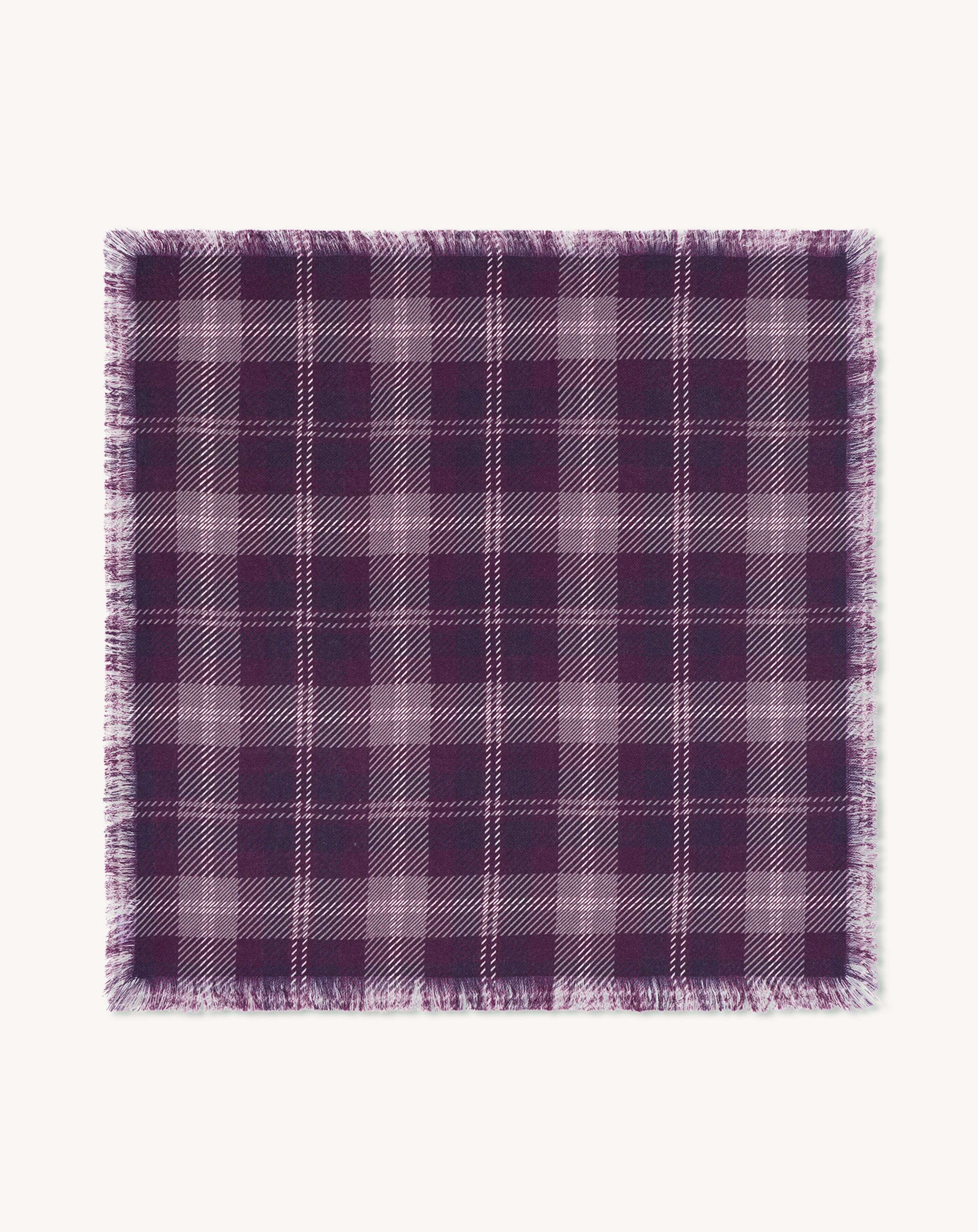Mini carré twill imprimé-PRUNE DAMAS-100% cachemire