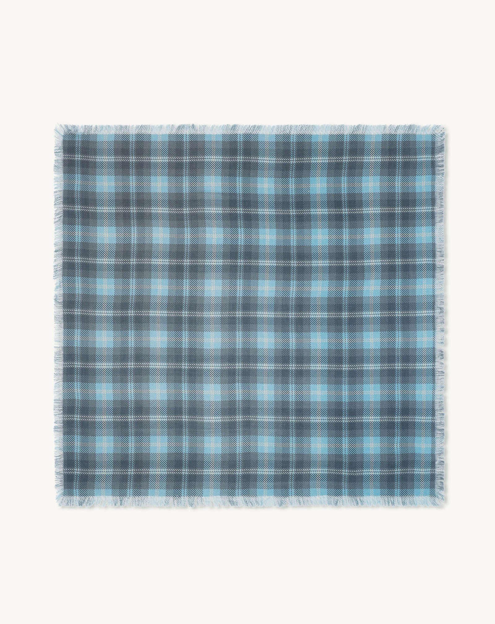 Carré en twill imprimé-BLEU CONCORDE-100% cachemire