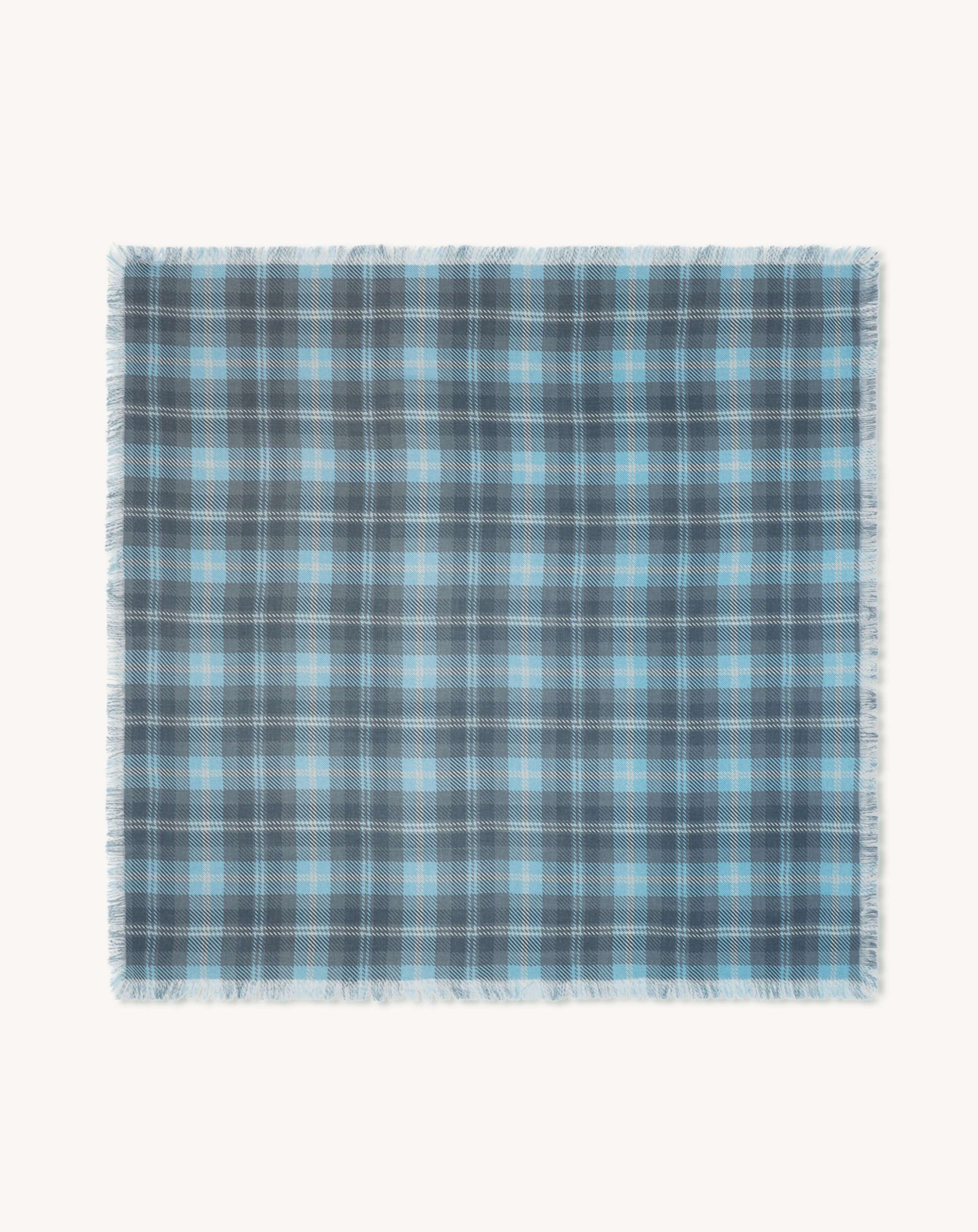 Carré en twill imprimé-BLEU CONCORDE-100% cachemire