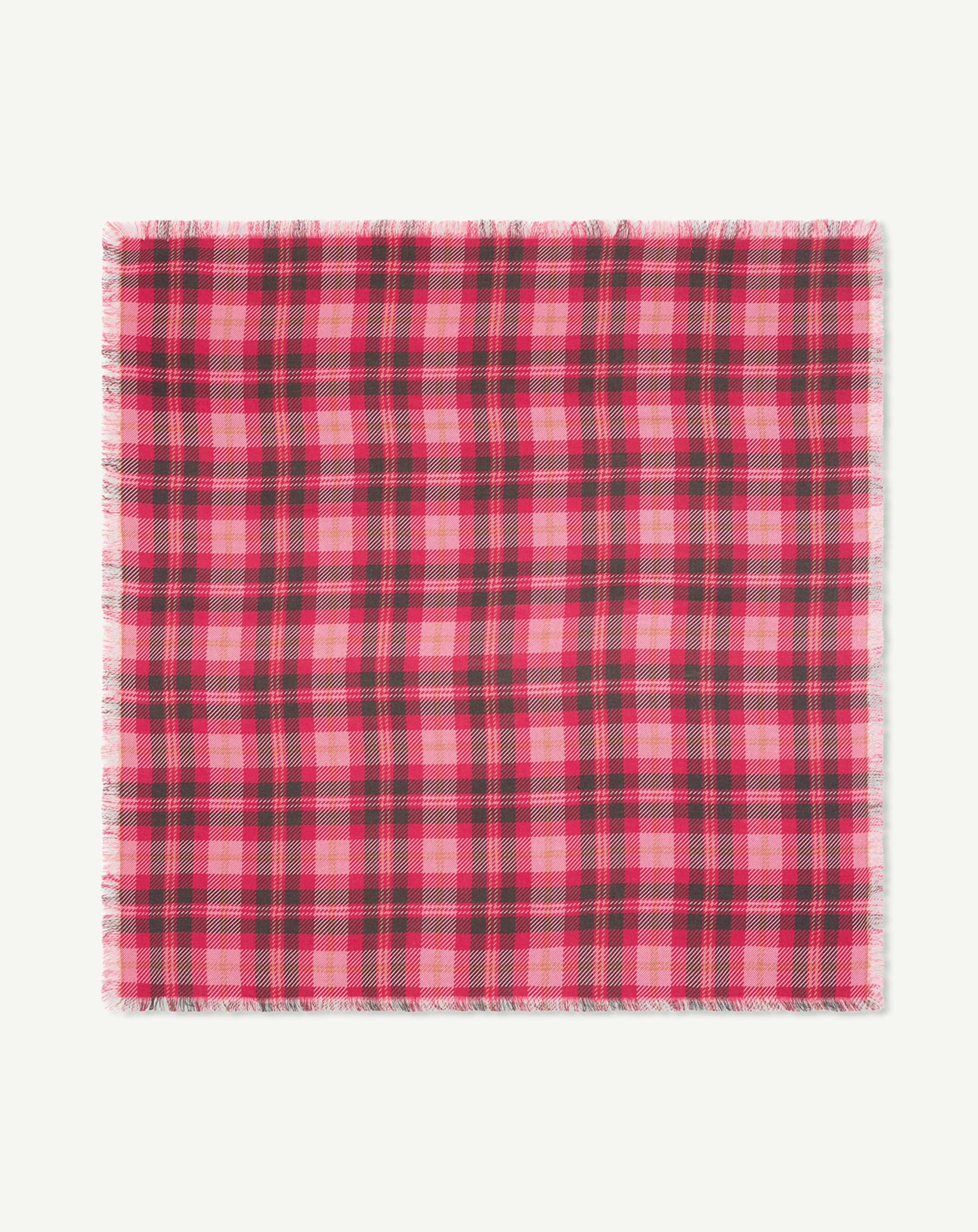 Carré en twill imprimé-ROUGE TANGO-100% cachemire