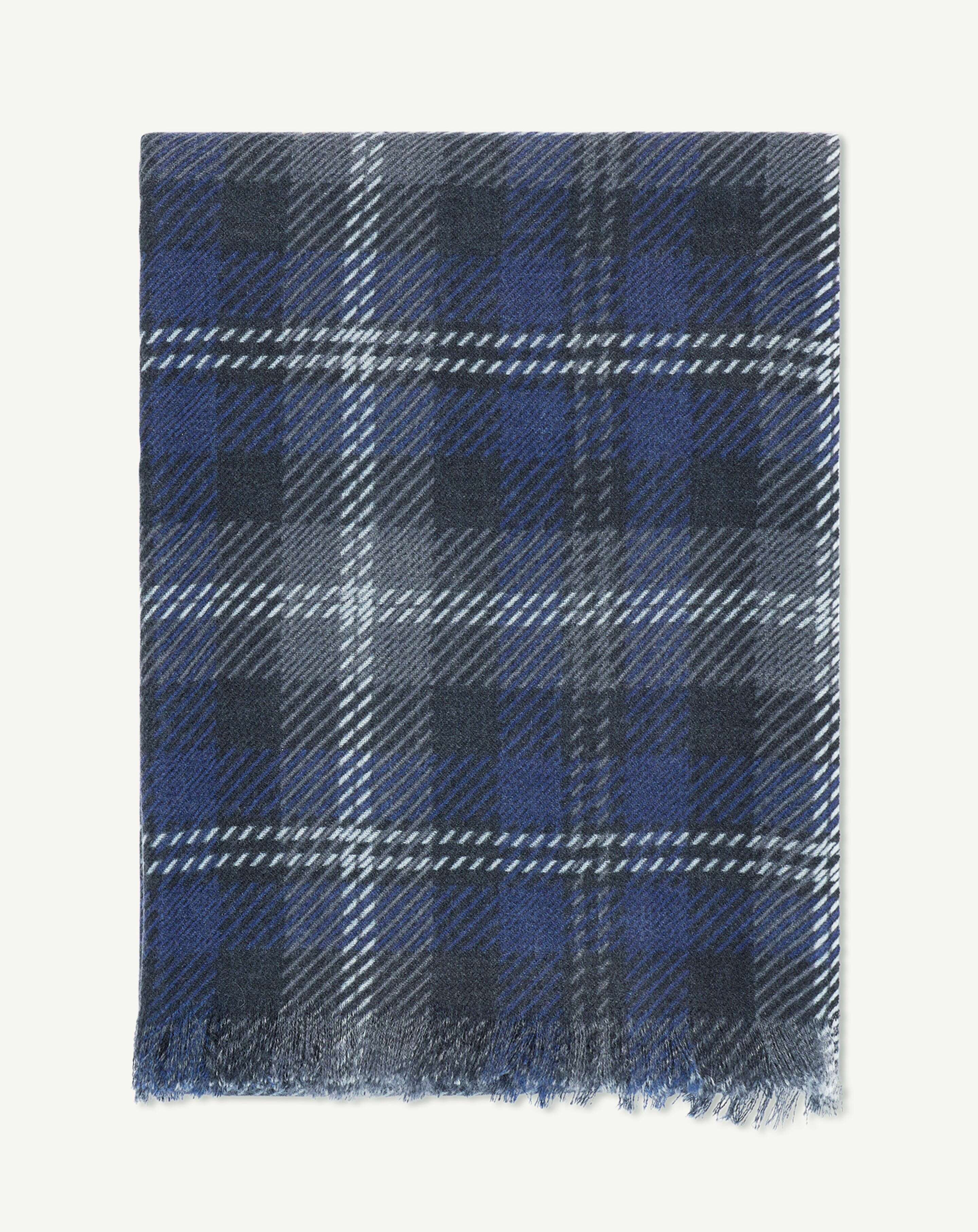 Etole twill imprimée-MARINE-100% cachemire