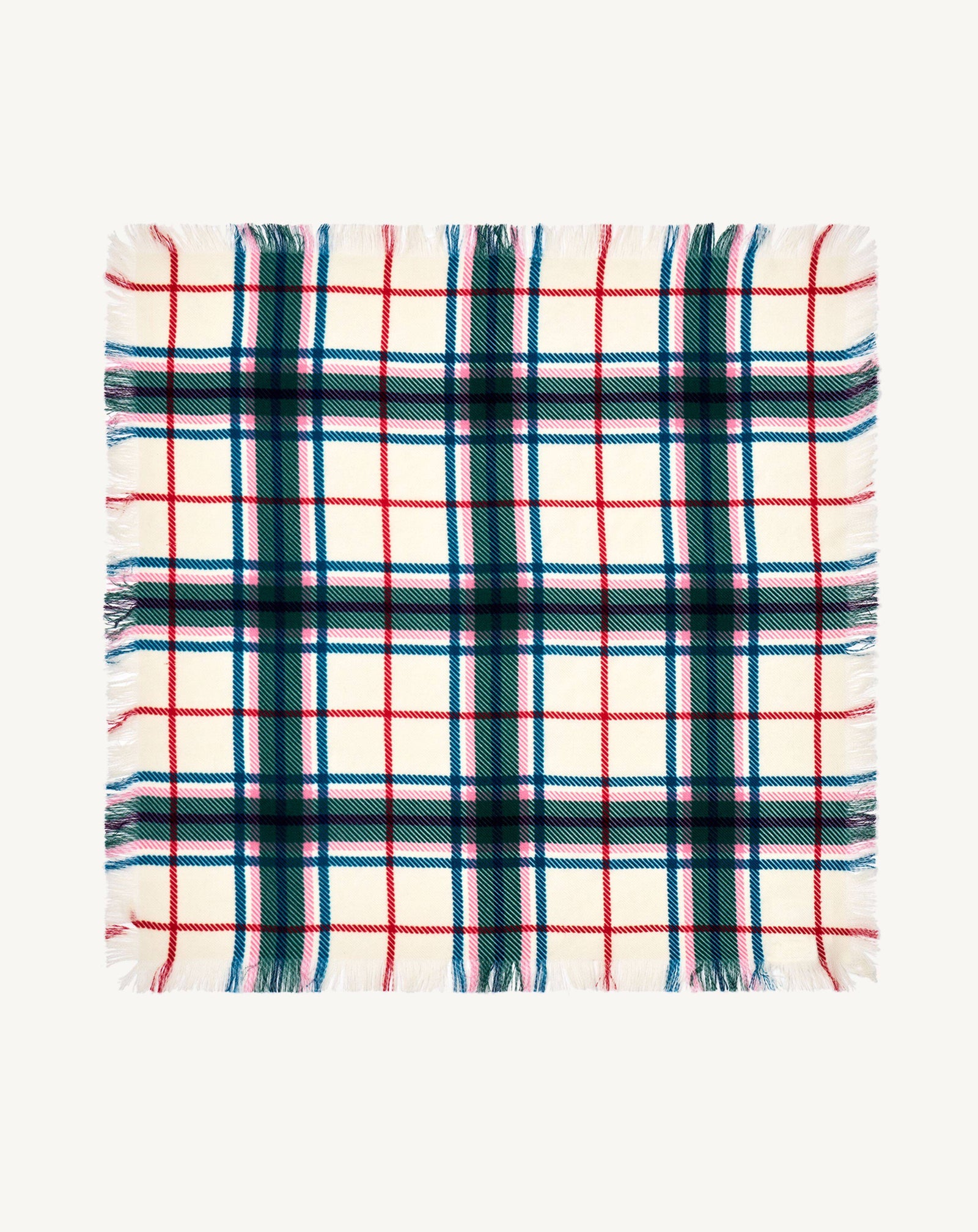 Mini carré imprimé tartan-NATUREL/LAURIER-100% cachemire