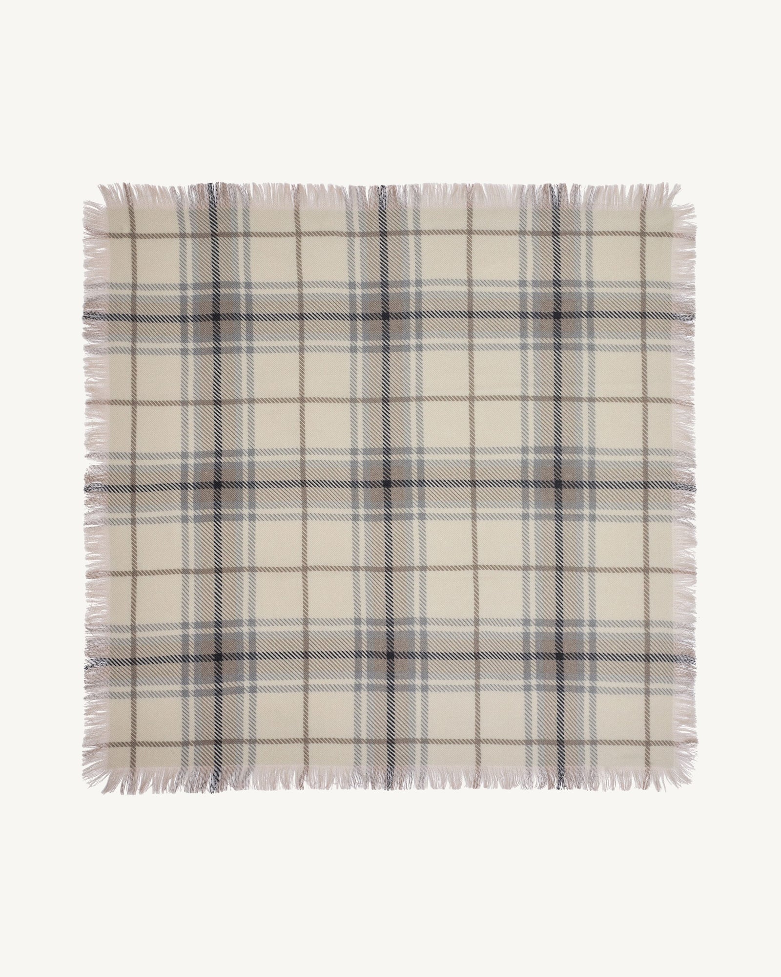 Mini carré imprimé tartan -AVOINE/MILLET-100% cachemire