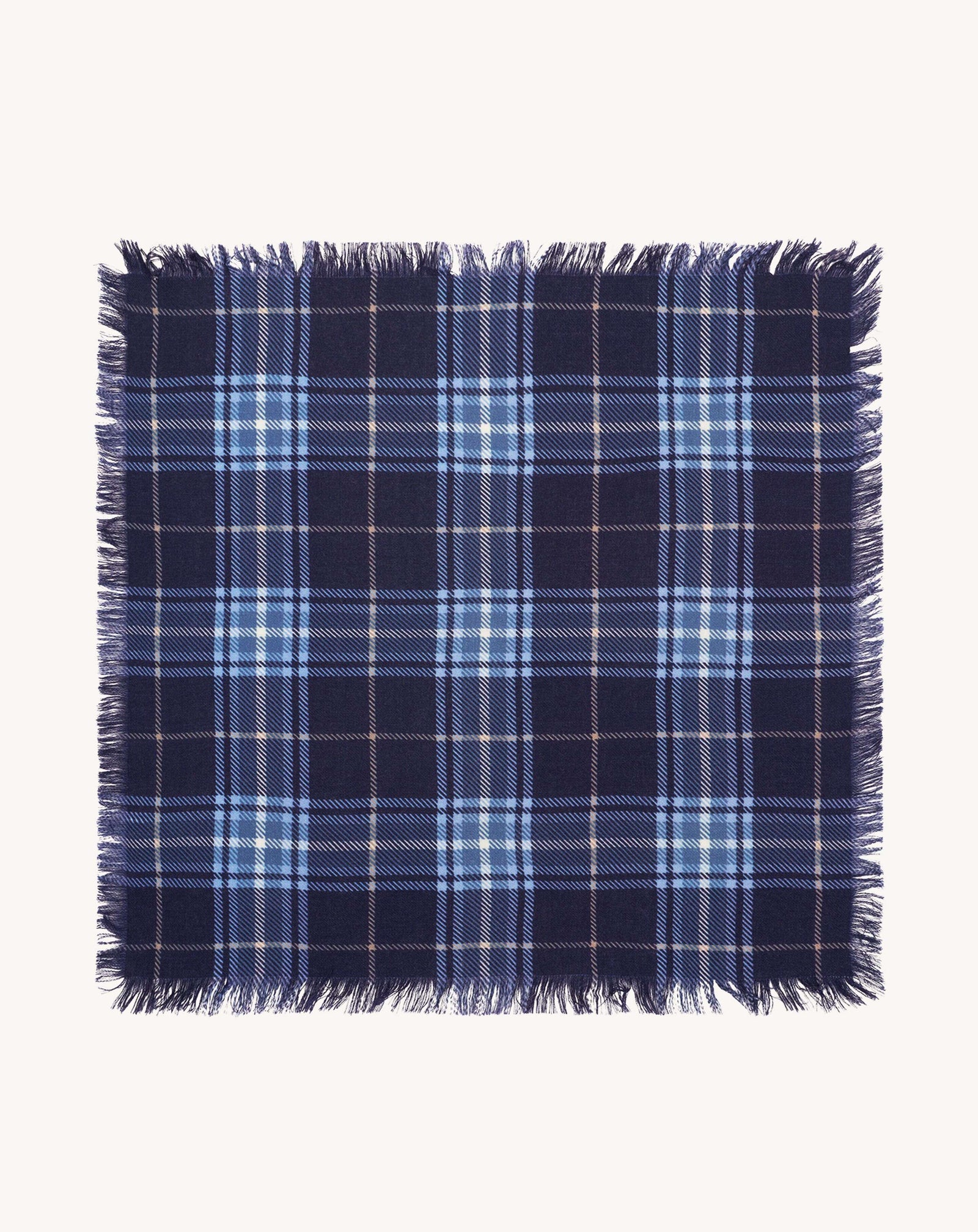 Mini carré twill imprimé-MARINE/BLEU ATLAS-100% cachemire