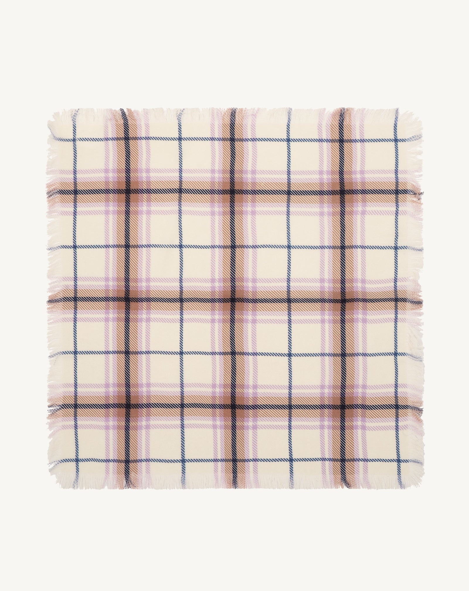 Mini carré twill imprimé-NATUREL/JACINTHE-100% cachemire