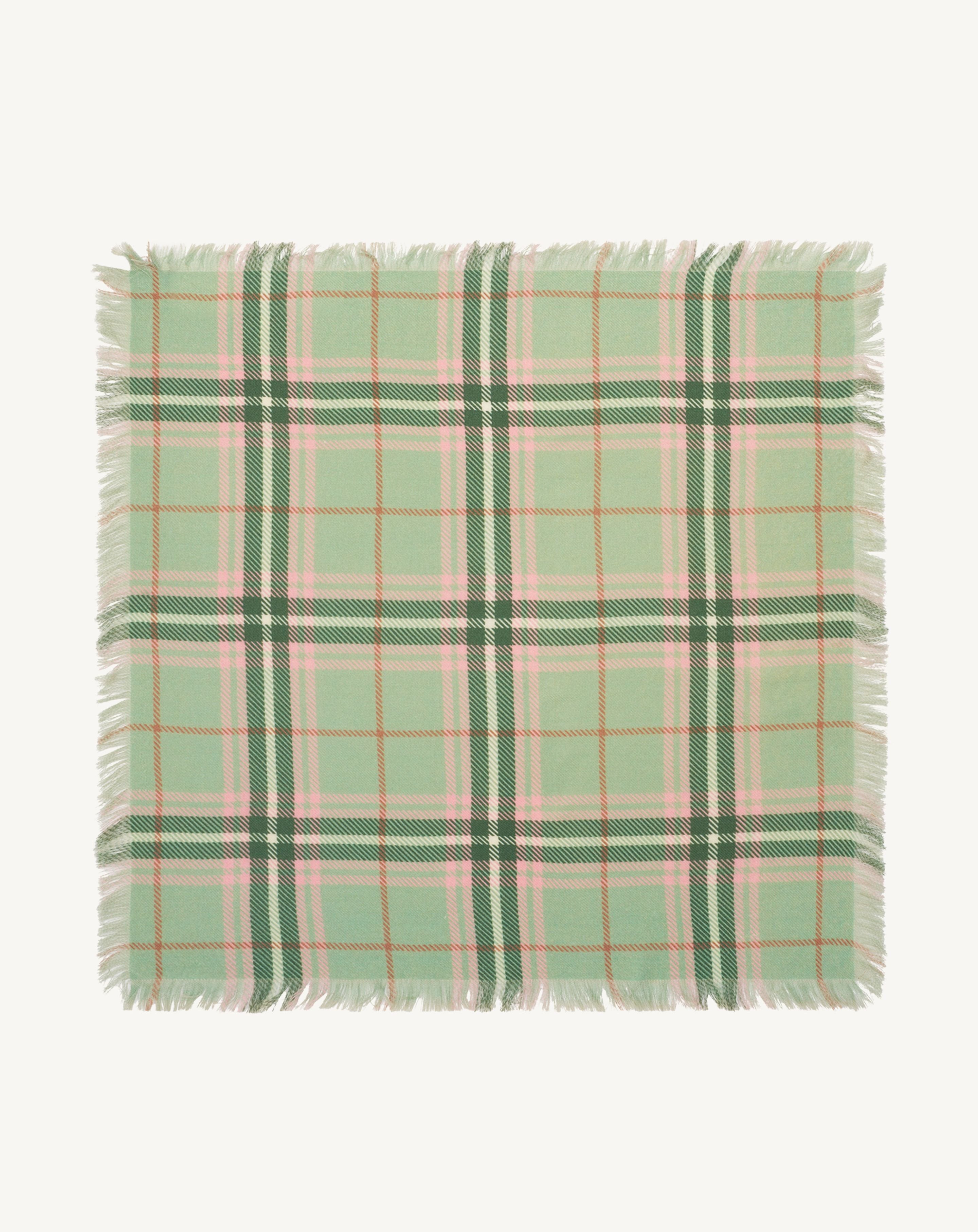 Mini carré twill imprimé-VERT AMANDE/JADE-100% cachemire