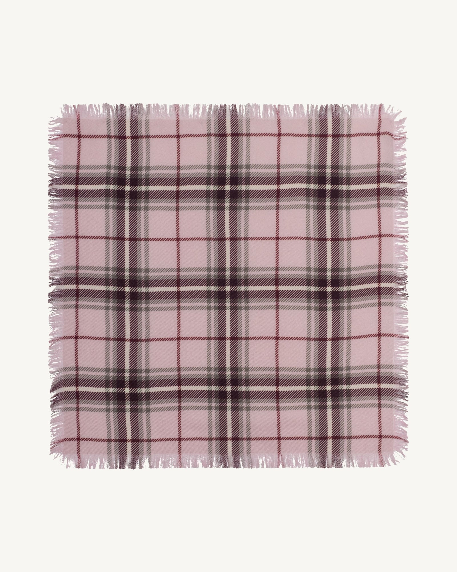 Mini carré imprimé tartan -ROSE QUARTZ/GRENAT-100% cachemire