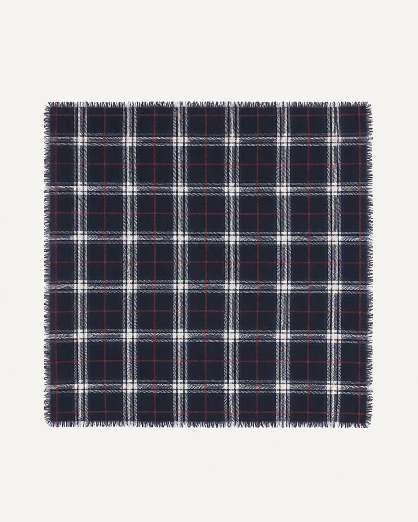 Carré en twill imprimé-MARINE/GRIS METEORITE-100% cachemire