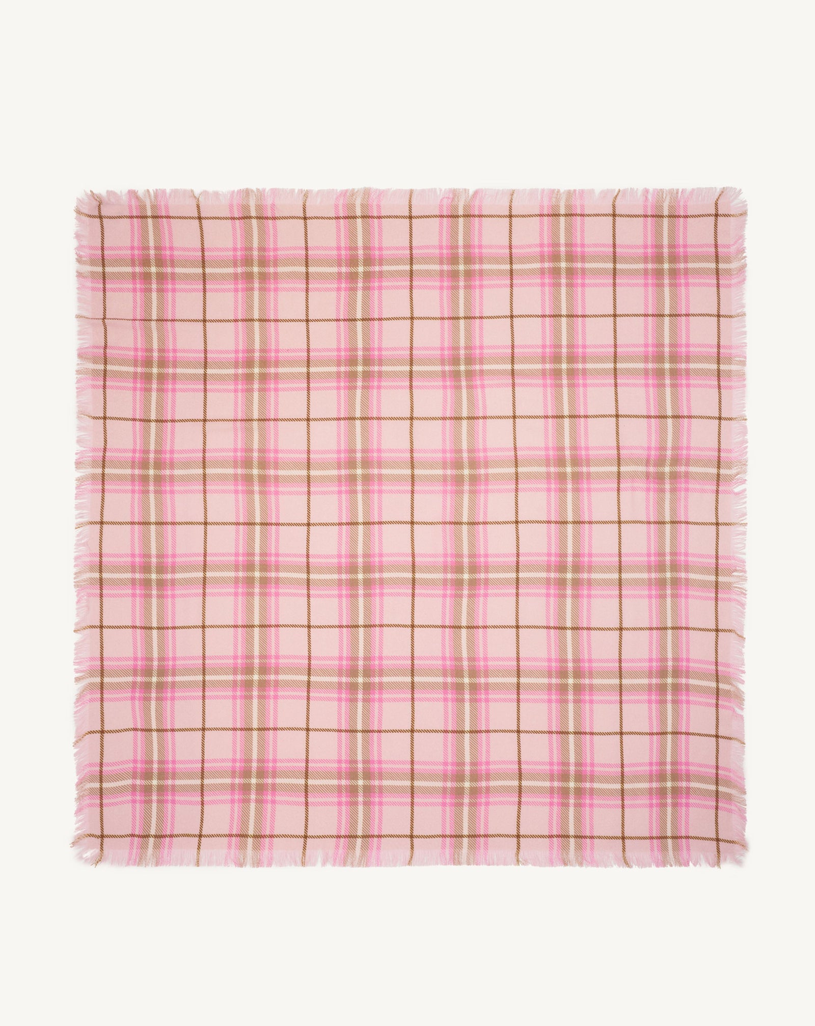 Carré en twill imprimé-CERISIER/CARAMEL-100% cachemire