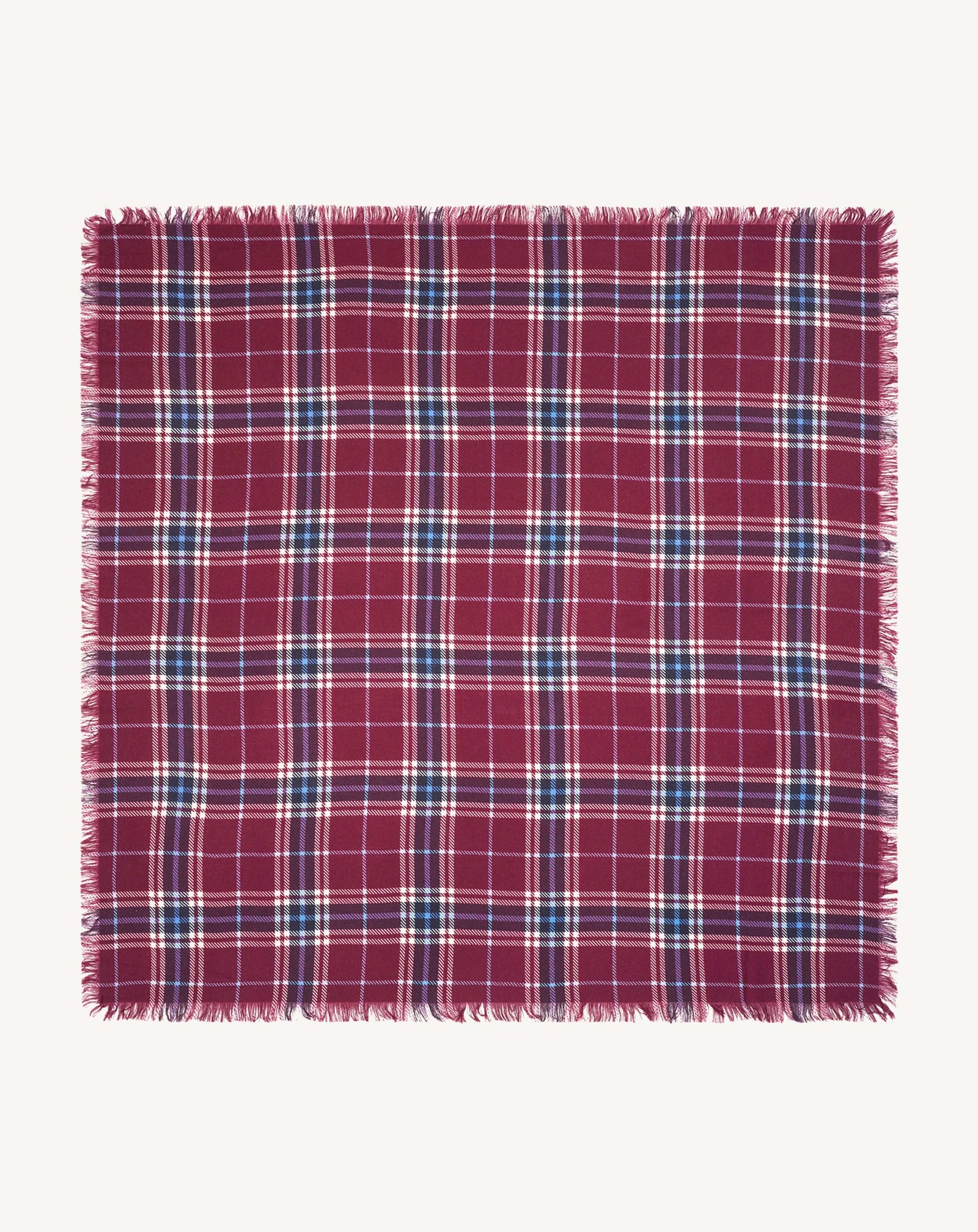 Carré en twill imprimé-OXALIS/MARINE-100% cachemire