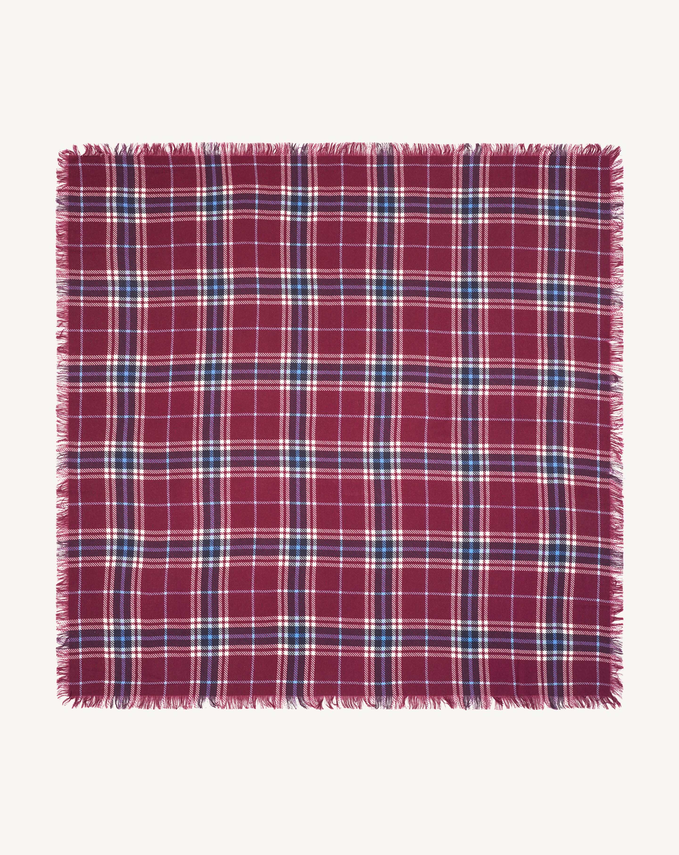 Carré en twill imprimé-OXALIS/MARINE-100% cachemire