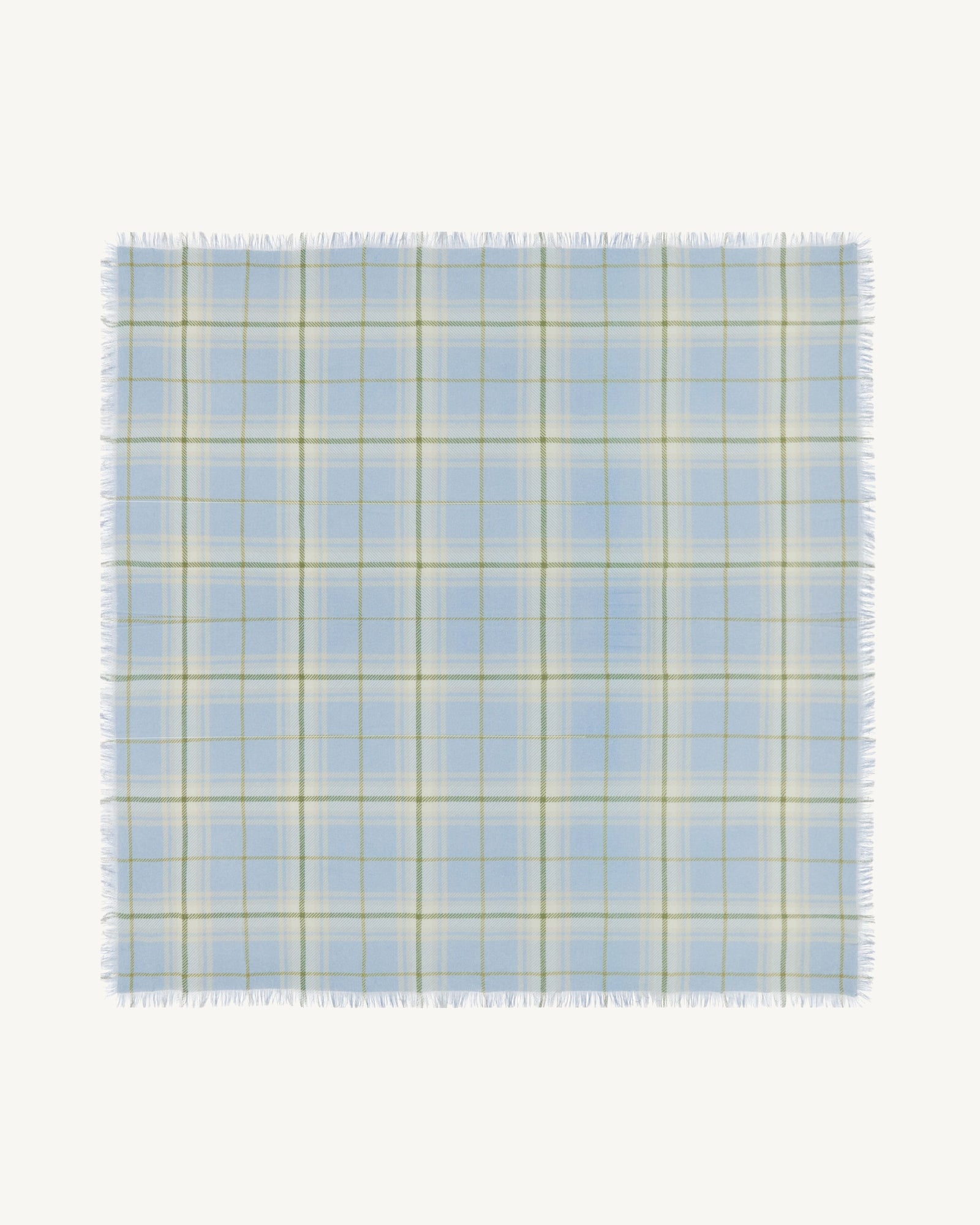 Carré en twill imprimé-BLEU GLACIER/AVOINE-100% cachemire