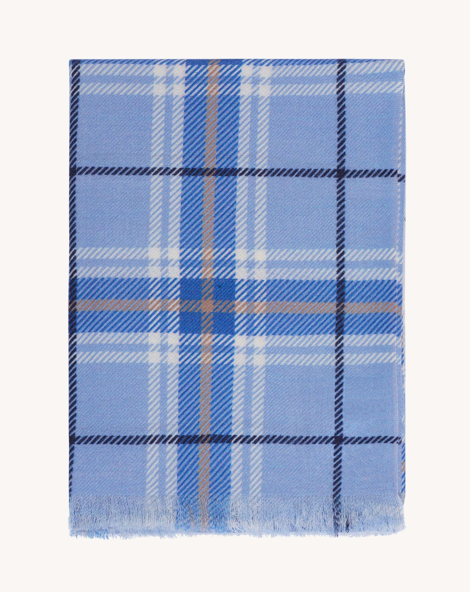 Etole en twill imprimée-BLEU AGATE/ATLANTIQUE-100% cachemire