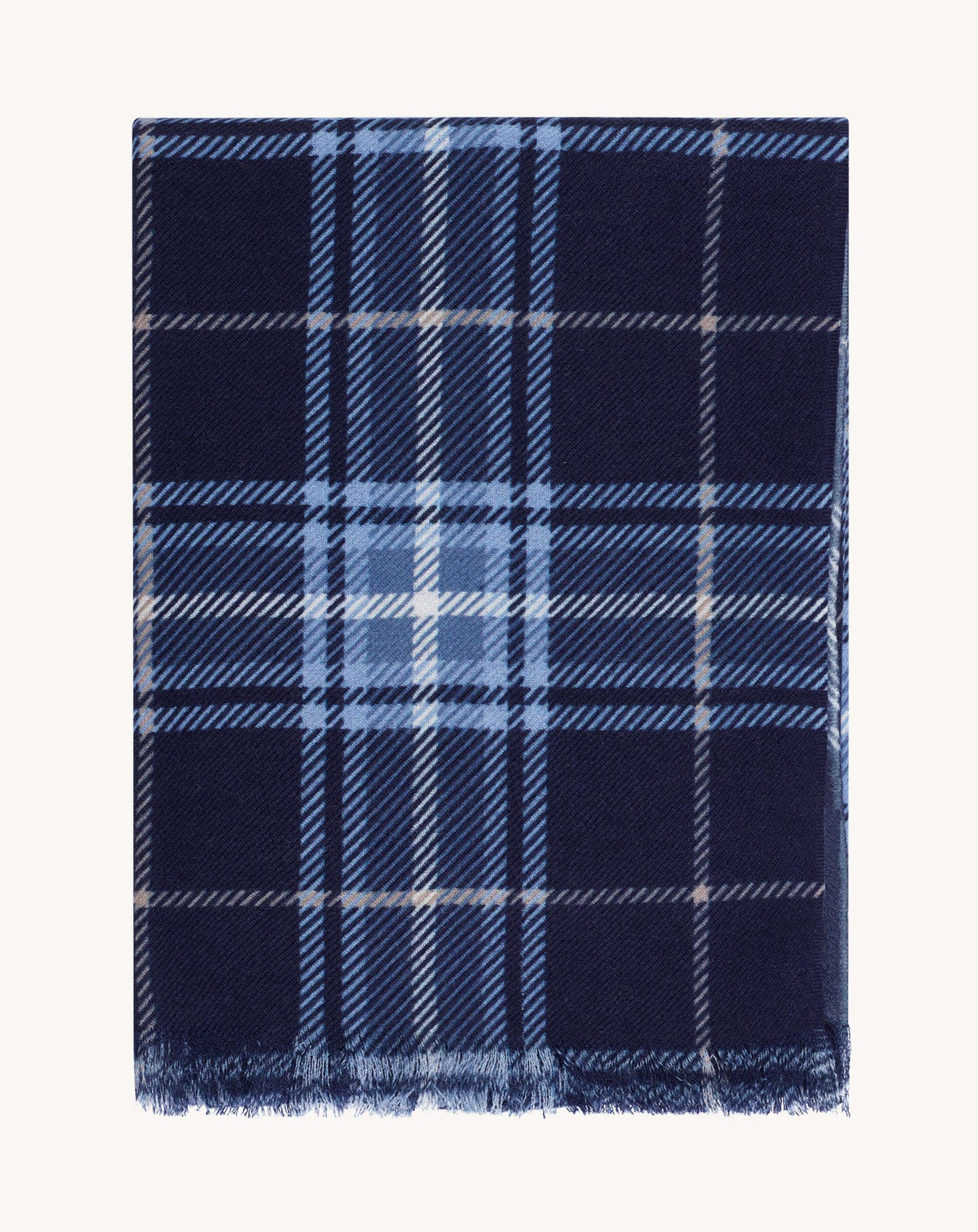 Etole en twill imprimée-MARINE/BLEU ATLAS-100% cachemire