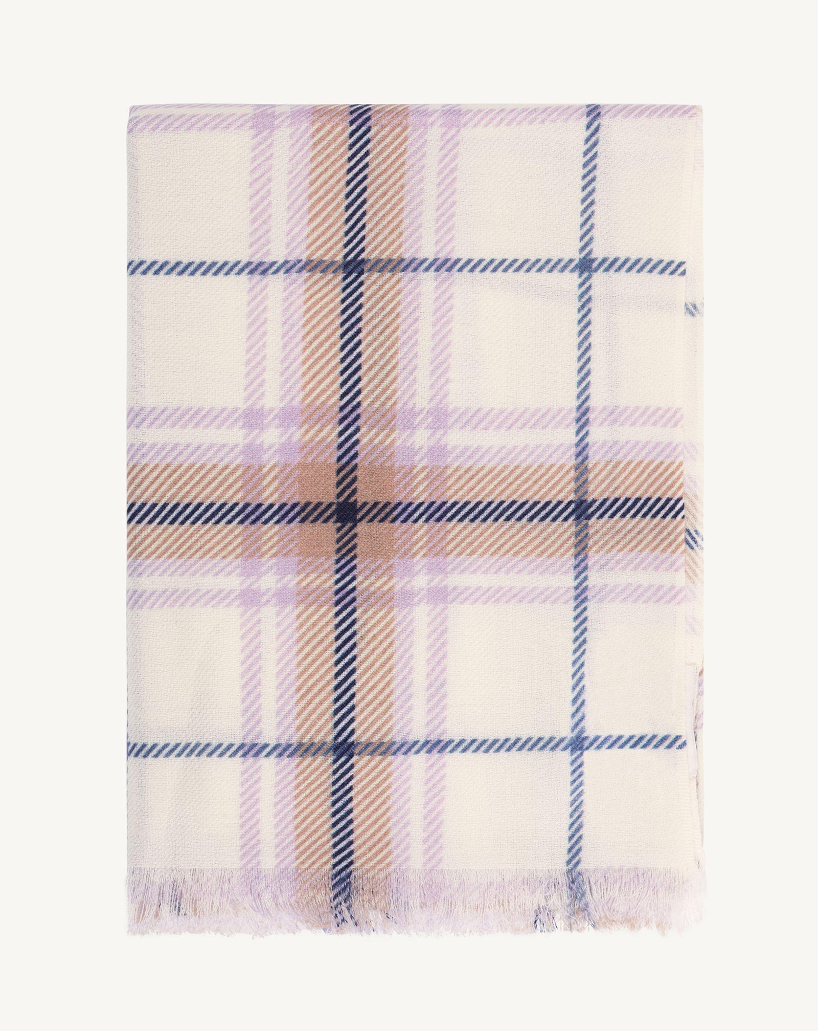 Etole en twill imprimée-NATUREL/JACINTHE-100% cachemire