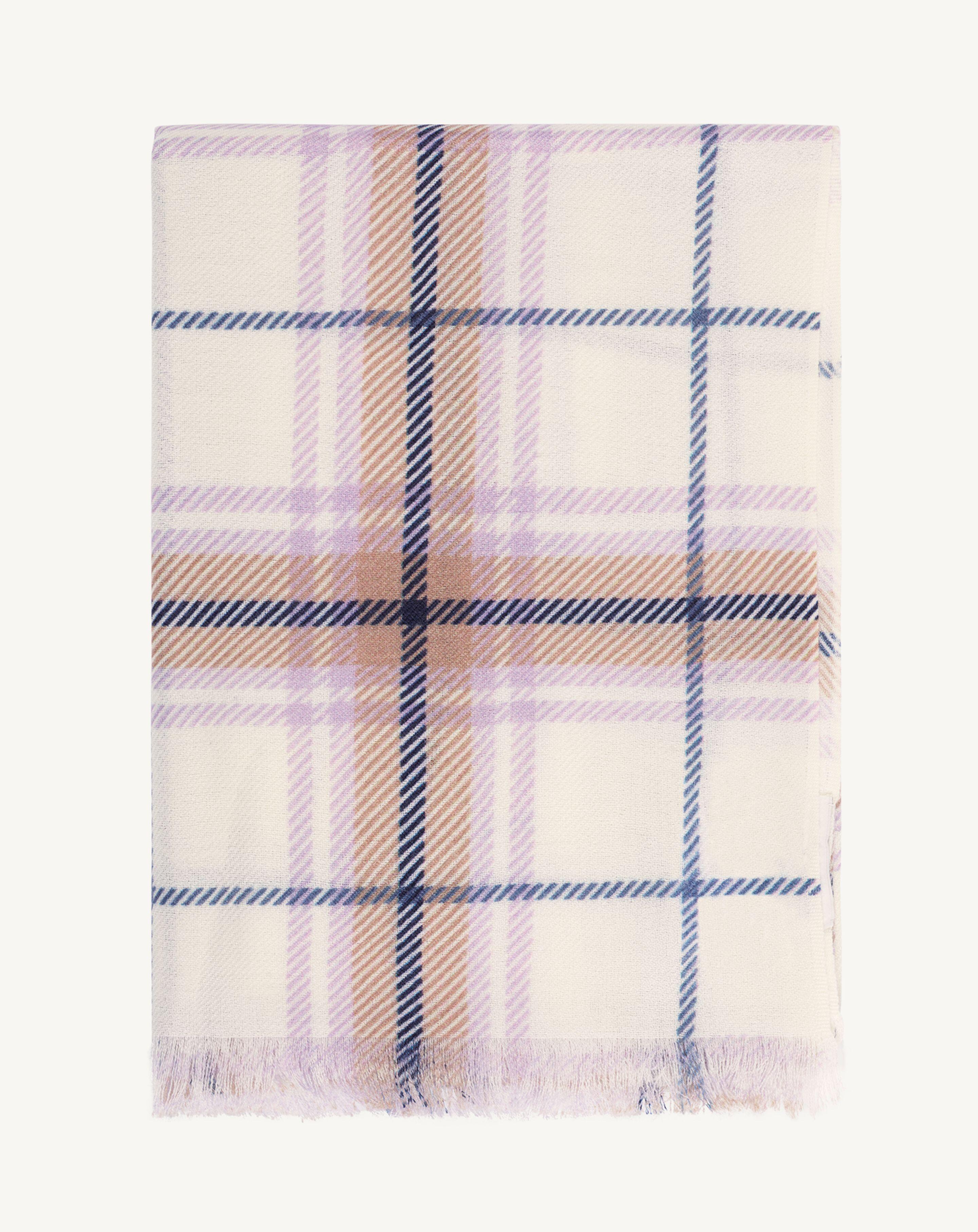 Etole en twill imprimée-NATUREL/JACINTHE-100% cachemire