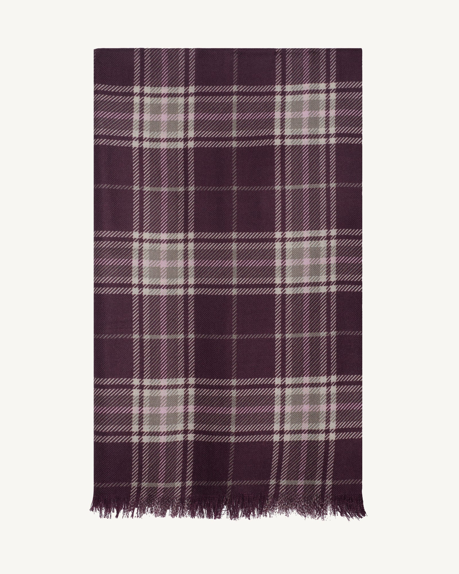 Etole en twill imprimée-GRENAT/MILLET-100% cachemire
