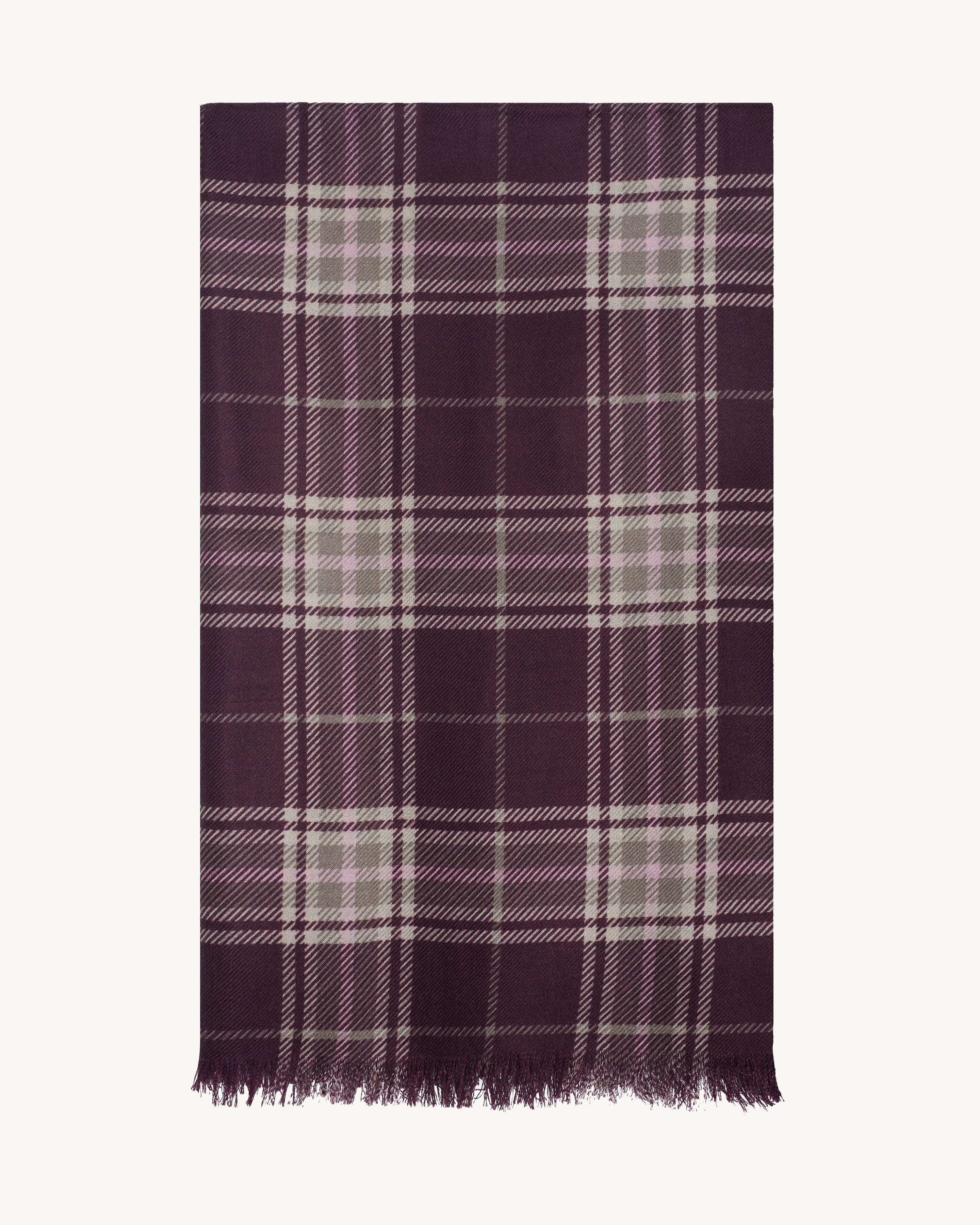 Etole en twill imprimée-GRENAT/MILLET-100% cachemire