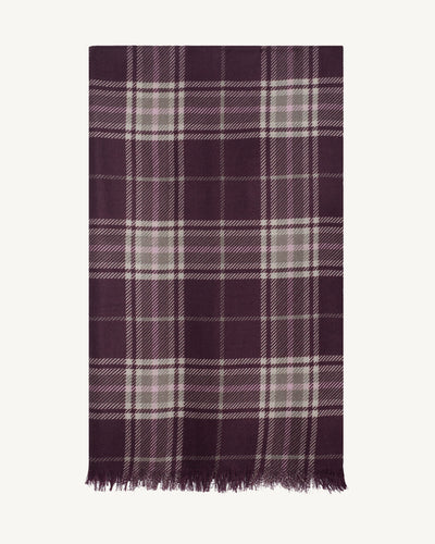 Etole en twill imprimée-GRENAT/MILLET-100% cachemire