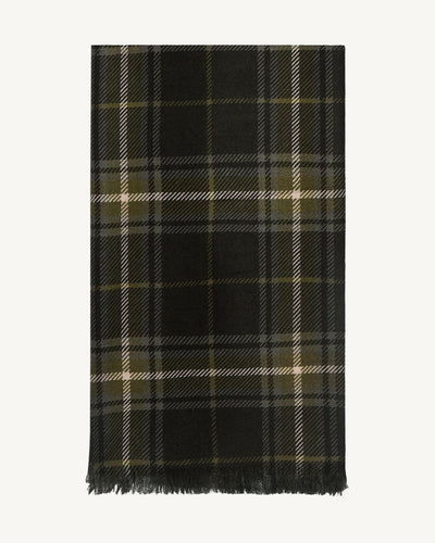 Etole en twill imprimée-CHARBON/OLIVE-100% cachemire