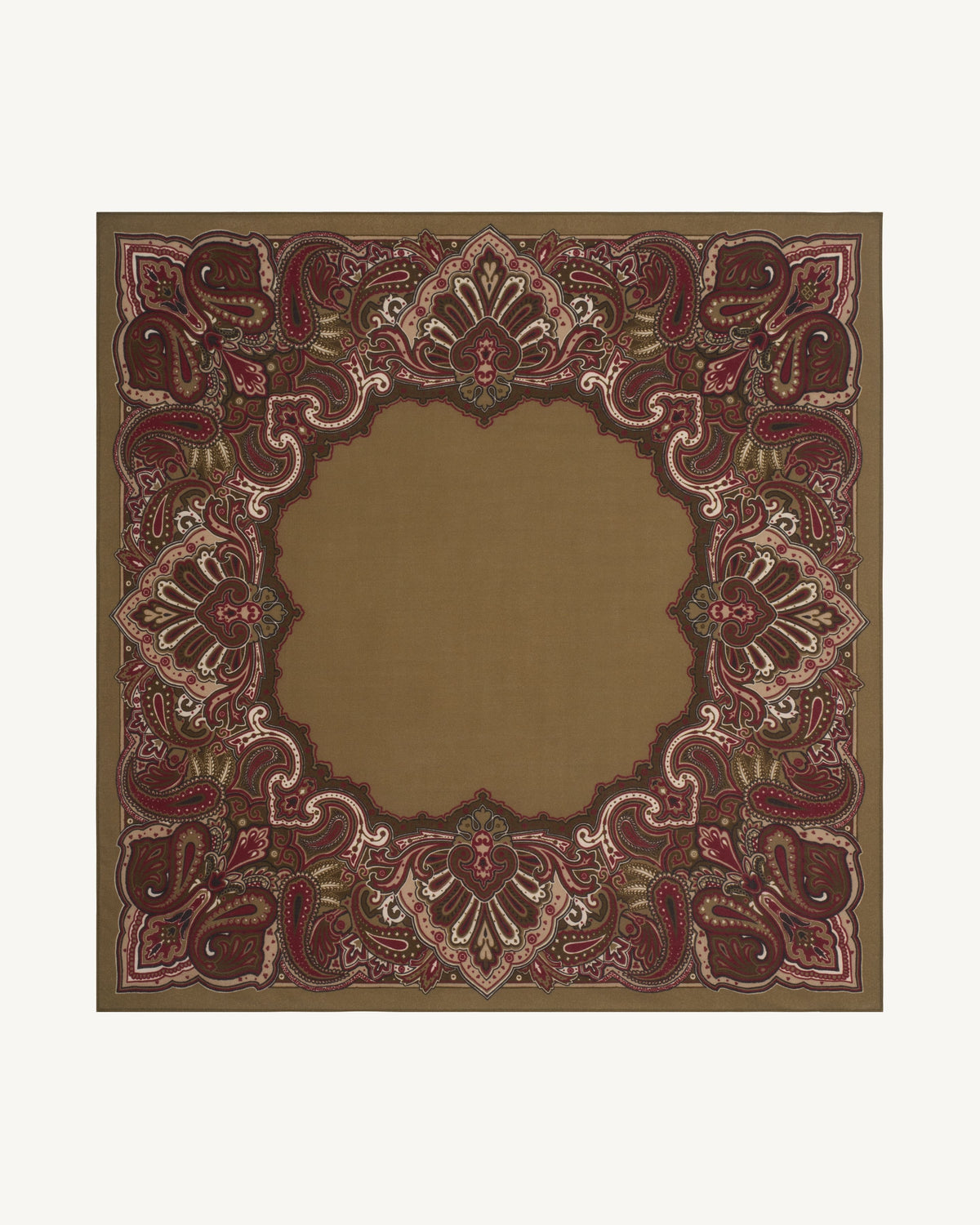 Carré Stan Paisley-ARGILE/OLIVE-100% cachemire