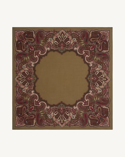 Carré Stan Paisley-ARGILE/OLIVE-100% cachemire