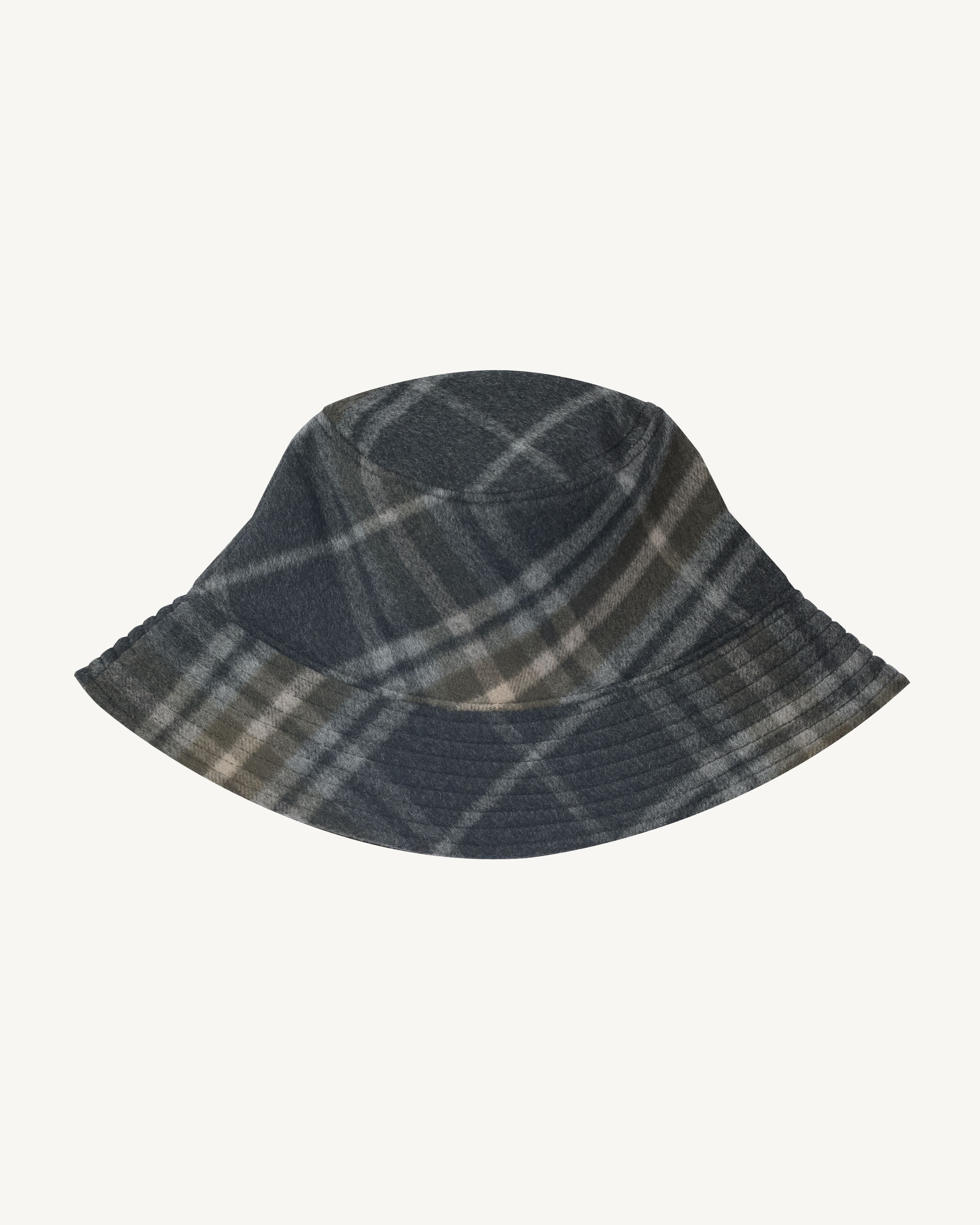 Bob tartan réversible-CHARBON/OLIVE-90% laine 10% cachemire