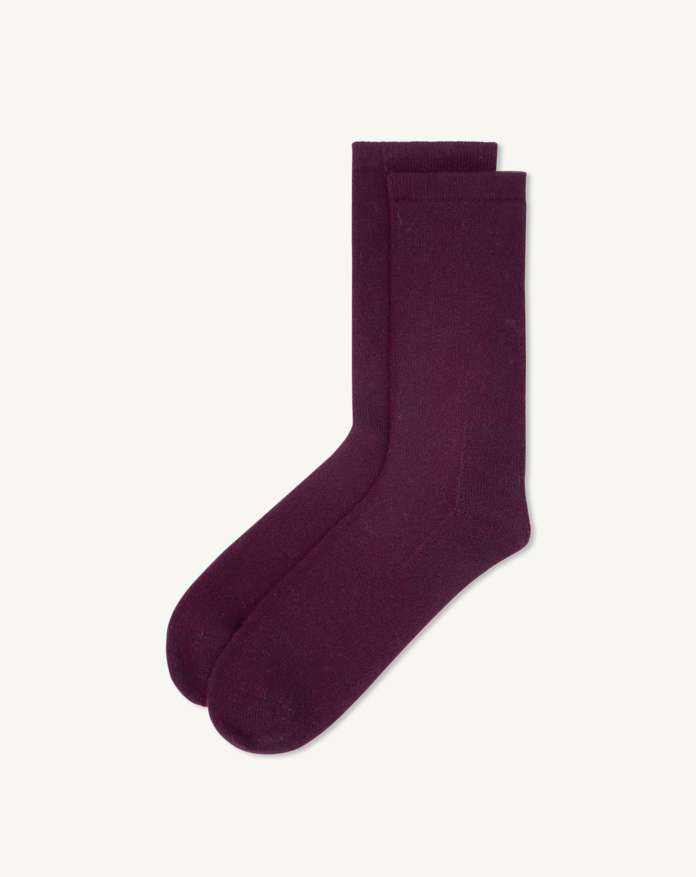 Chaussettes basses-PRUNE DAMAS-87% cachemire 13% elasthane