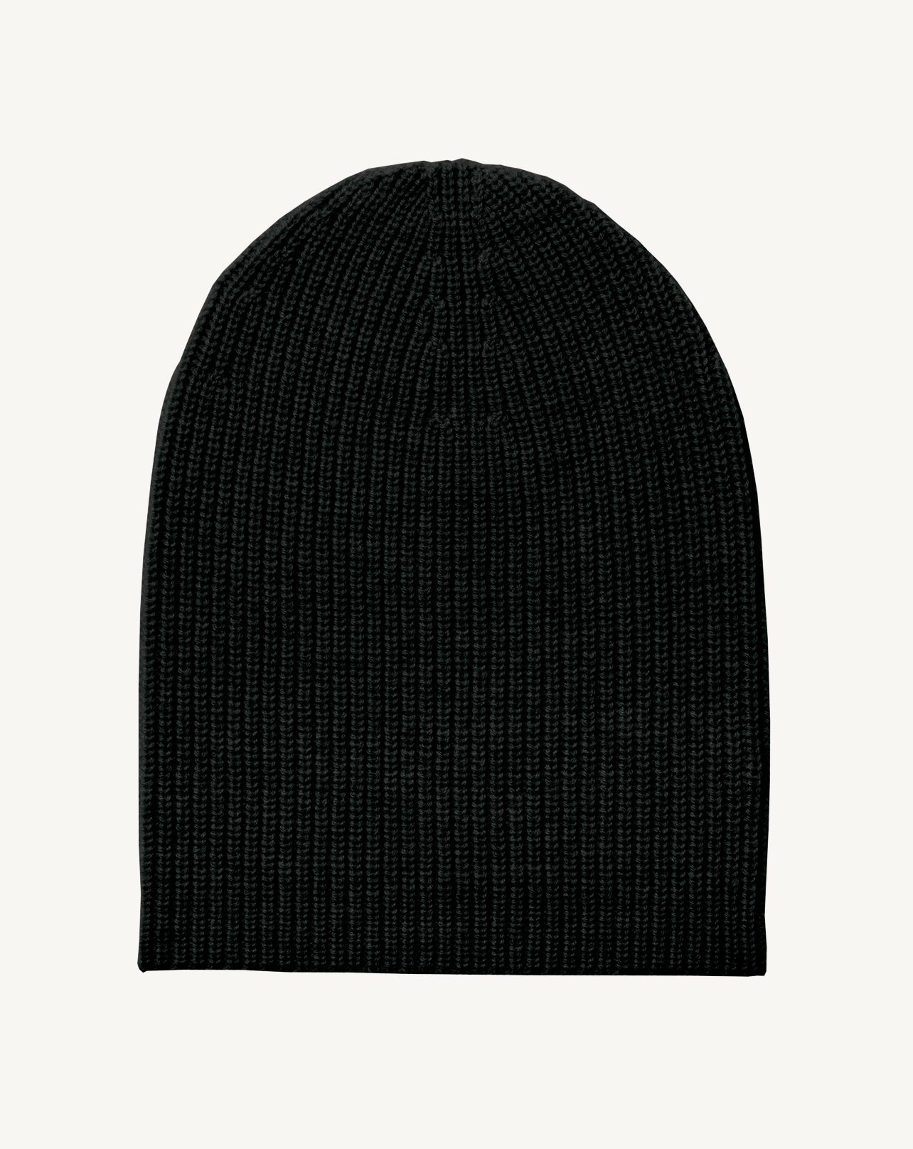Bonnet à côtes-NOIR-100% cachemire