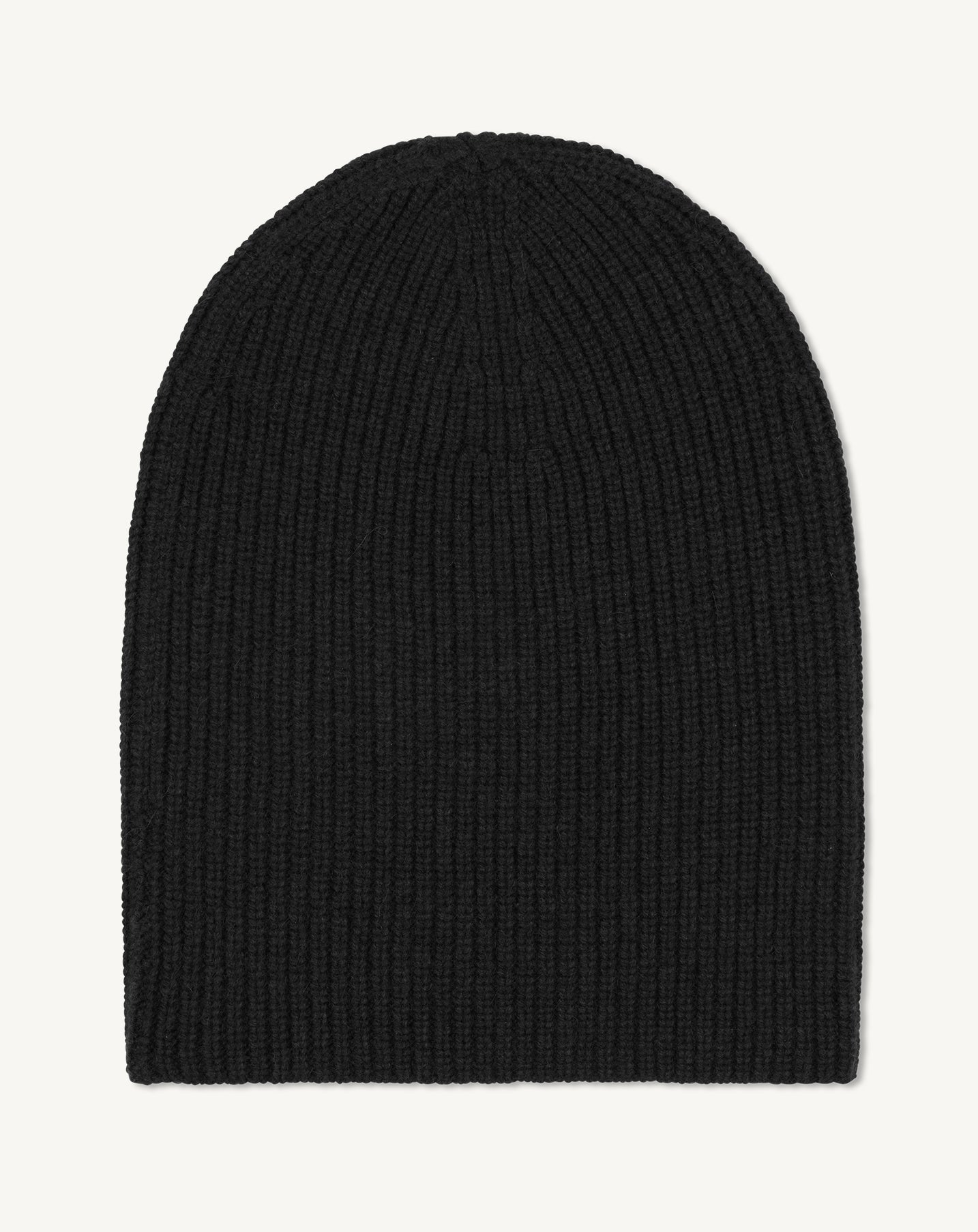 Bonnet à côtes-NOIR-100% cachemire