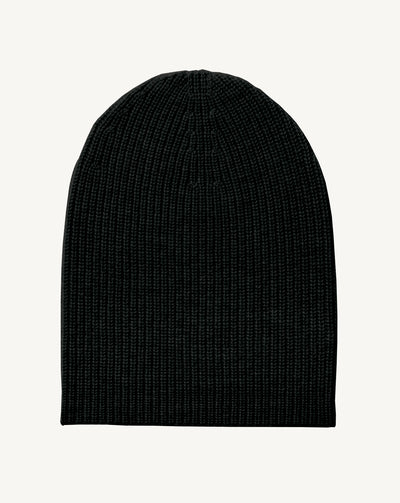 Bonnet à côtes-NOIR-100% cachemire