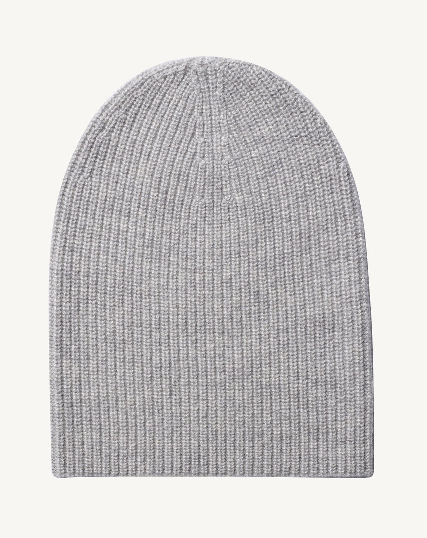 Bonnet à côtes-GRIS ARGENTE-100% cachemire