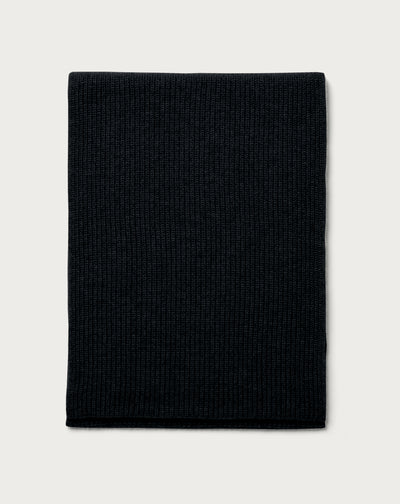 Écharpe à côtes anglaises-NOIR-100% CACHEMIRE