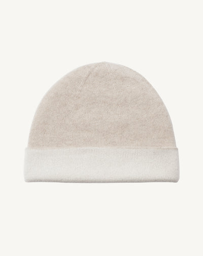Bonnet déjaugé bicolore-AVOINE/NATUREL-100% cachemire