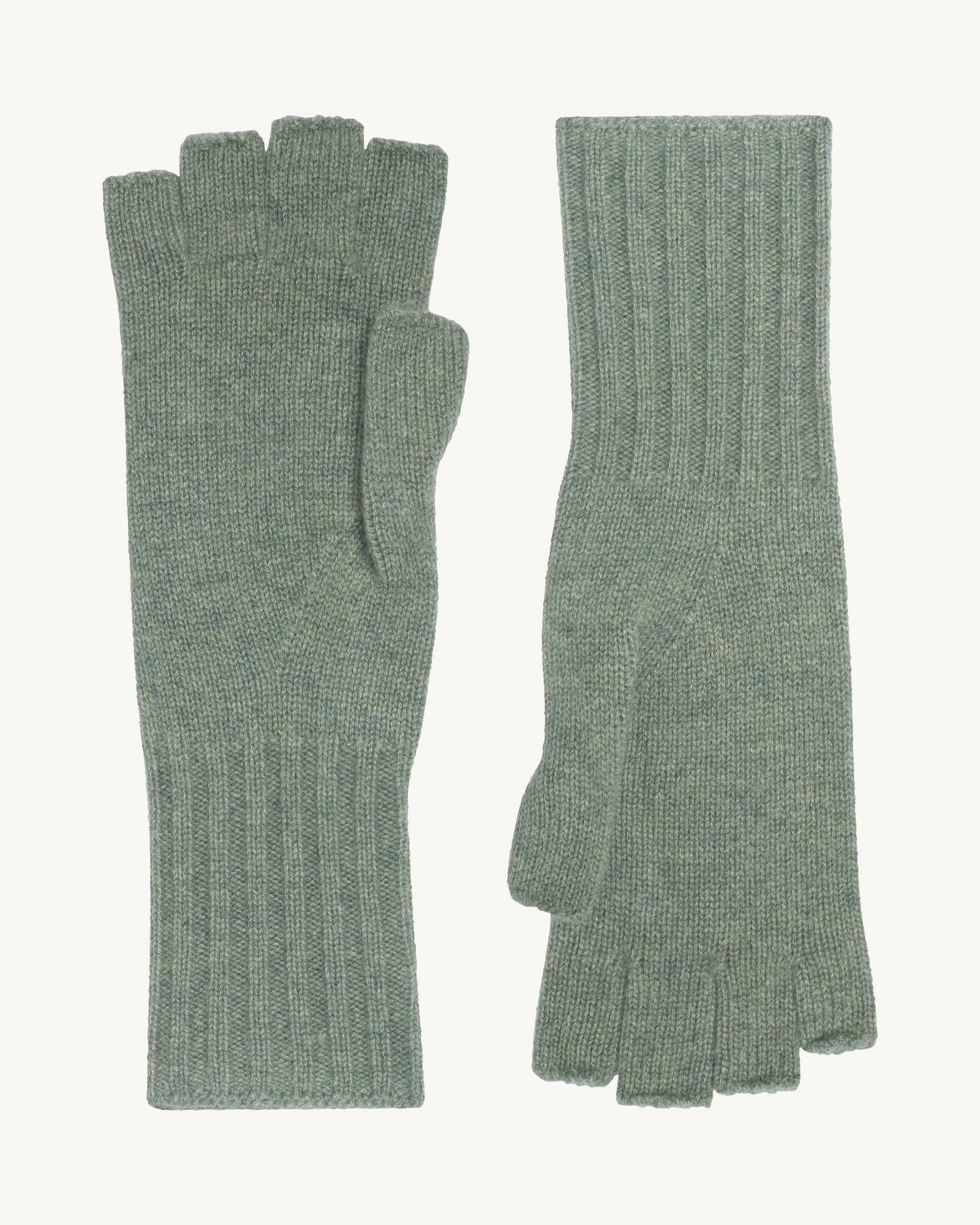Mitaines-VERT DE GRIS-100% cachemire