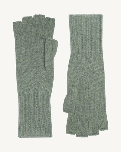 Mitaines-VERT DE GRIS-100% cachemire